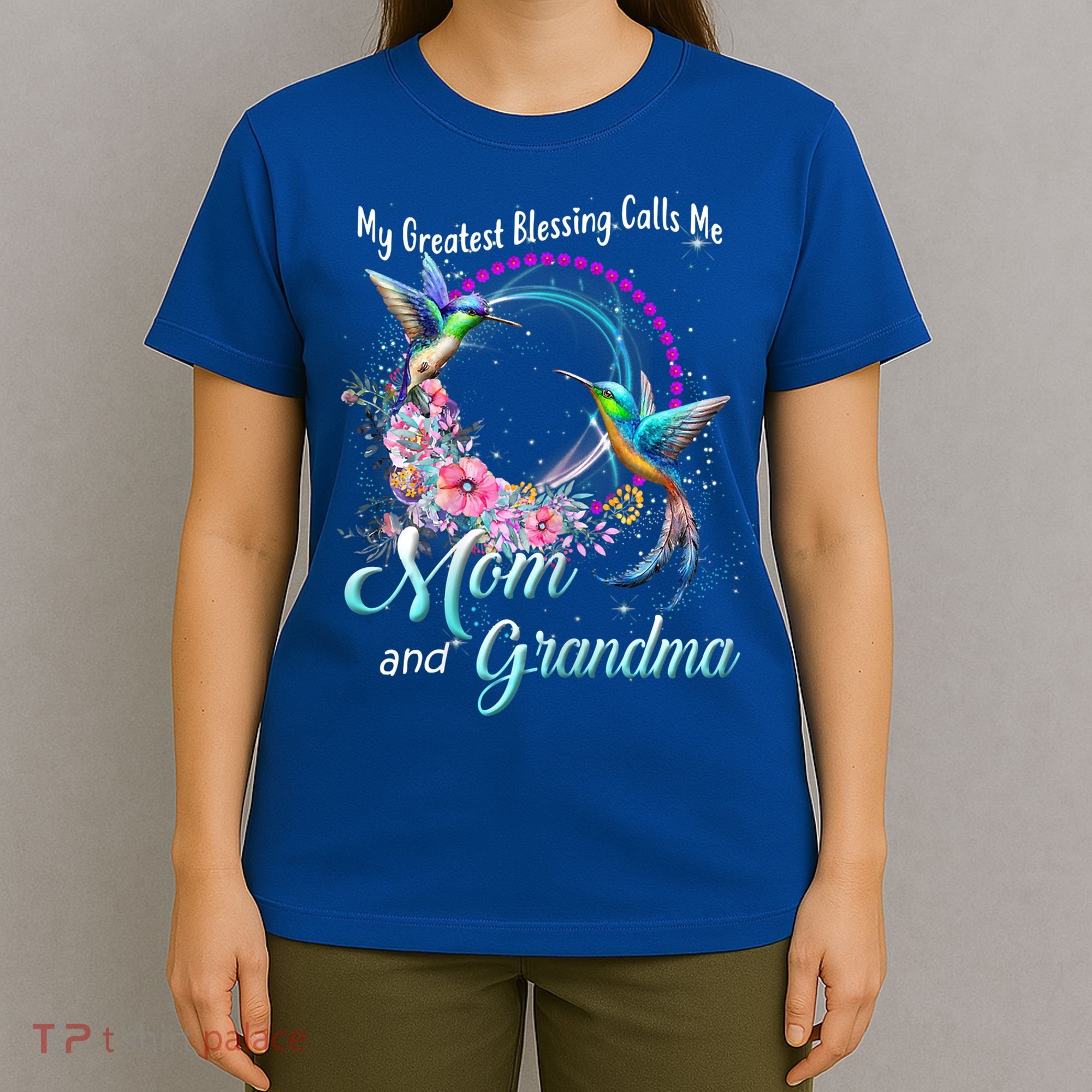 My Greatest Blessing Calls Me Mom And Grandma Hummingbirds Gift T-Shirt