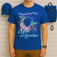 My Greatest Blessing Calls Me Mom And Grandma Hummingbirds Gift T-Shirt thumb 6