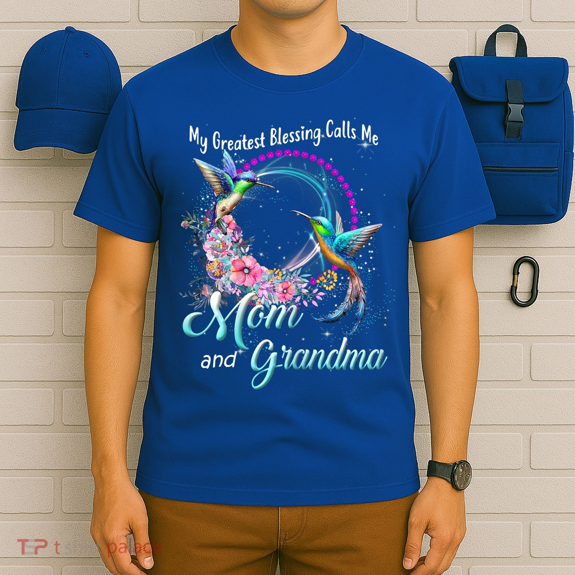 My Greatest Blessing Calls Me Mom And Grandma Hummingbirds Gift T-Shirt