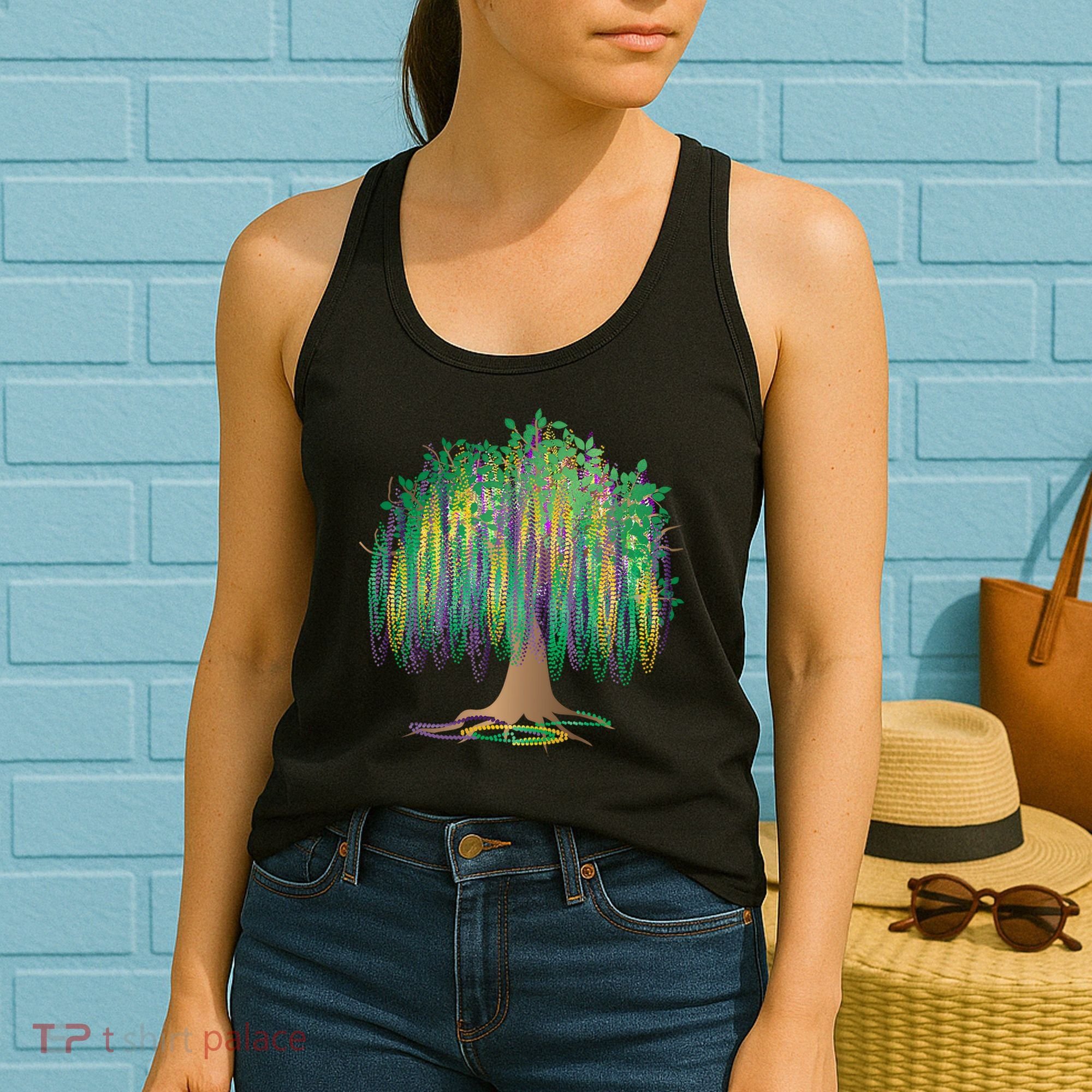 Mardi Gras Beaded Tree Women's Tank Top