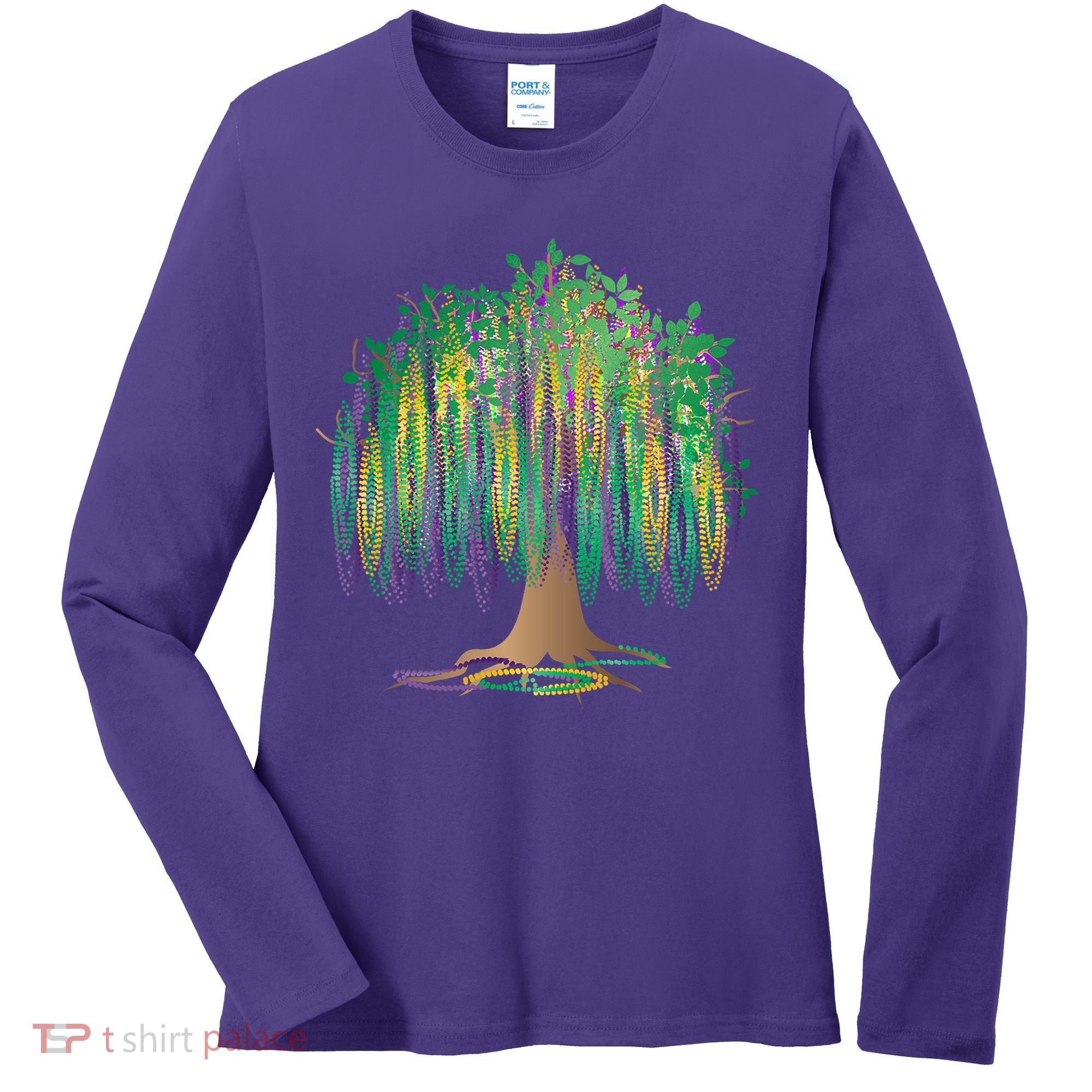 Mardi Gras Beaded Tree Women's Long Sleeve Shirt