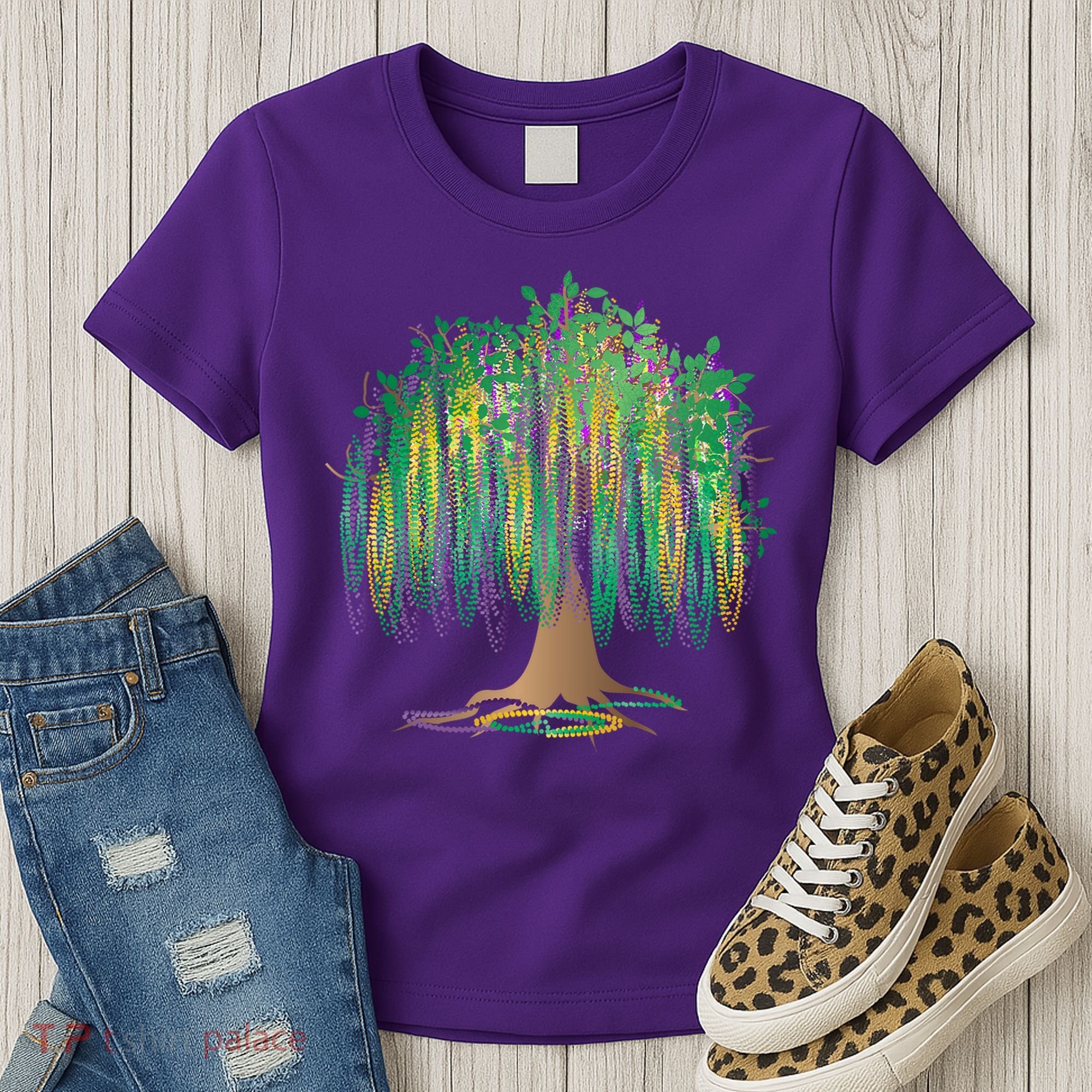 Mardi Gras Beaded Tree Women's T-Shirt