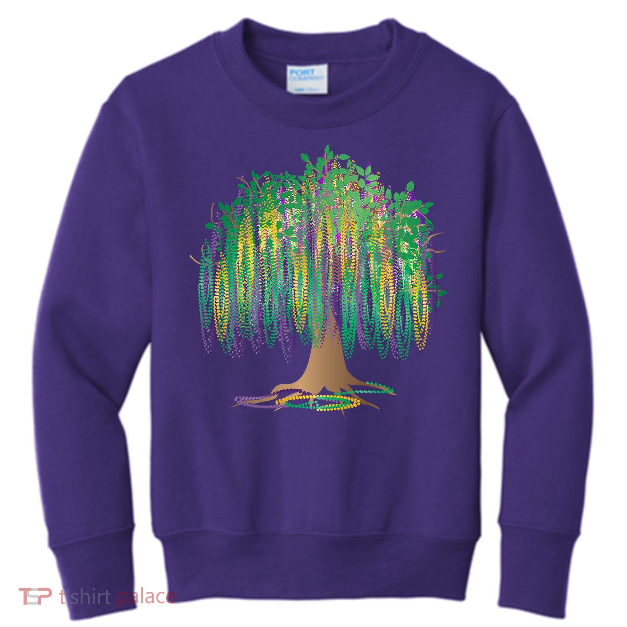 Mardi Gras Beaded Tree Kids Sweatshirt