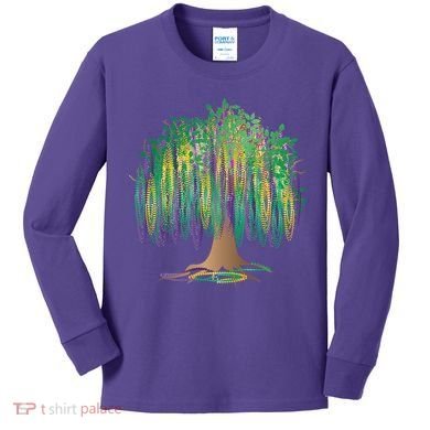 Mardi Gras Beaded Tree Kids Long Sleeve Shirt