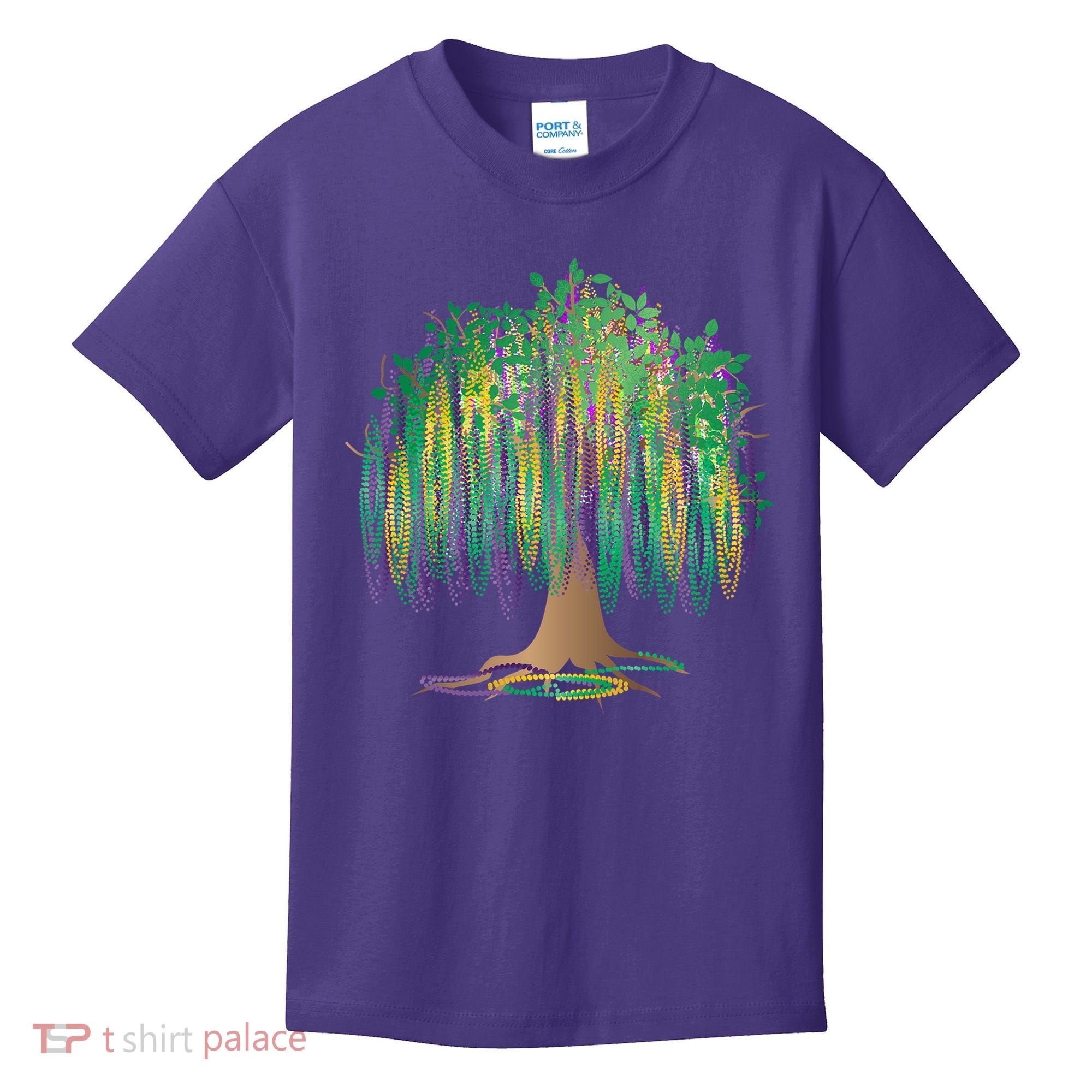 Mardi Gras Beaded Tree Kids T-Shirt