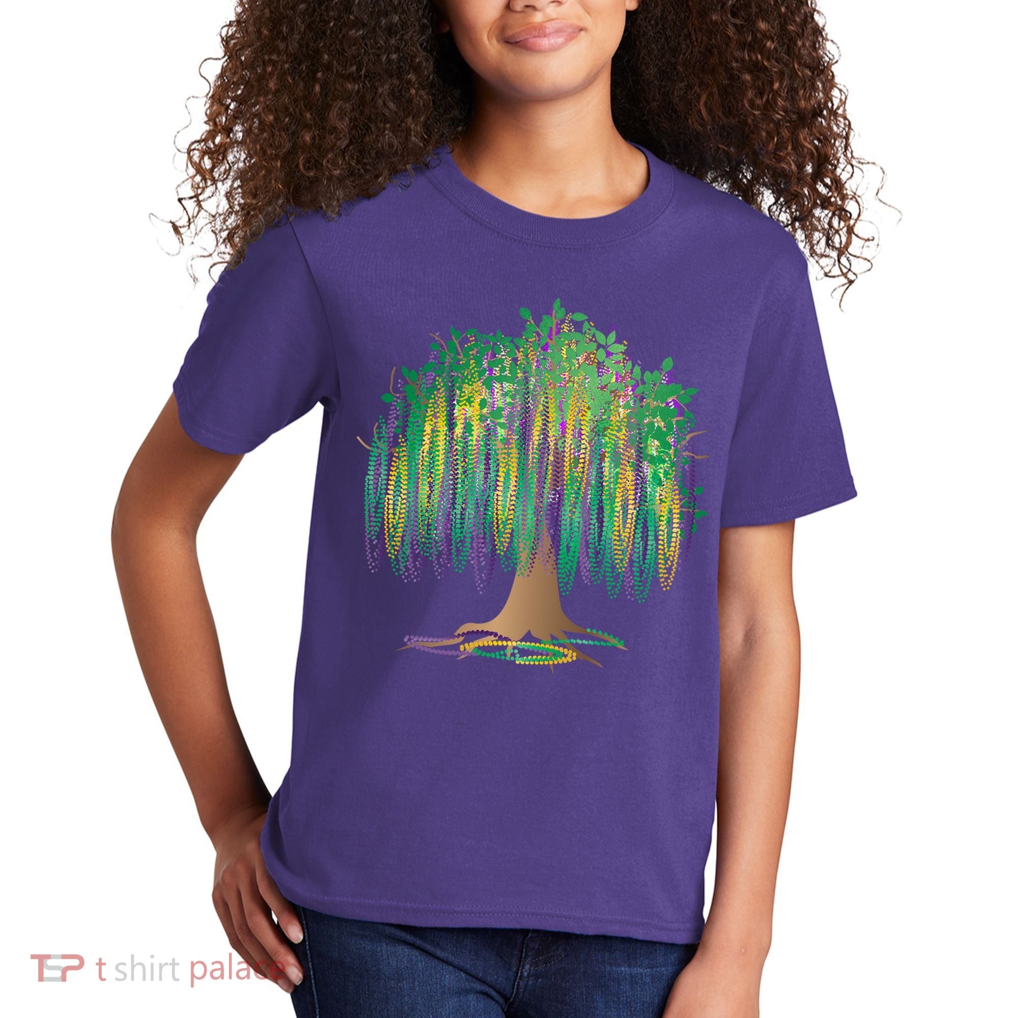 Mardi Gras Beaded Tree Kids T-Shirt