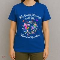 My Greatest Blessing Call Me Mom And Grandma Hummingbird Gift T-Shirt thumb 4