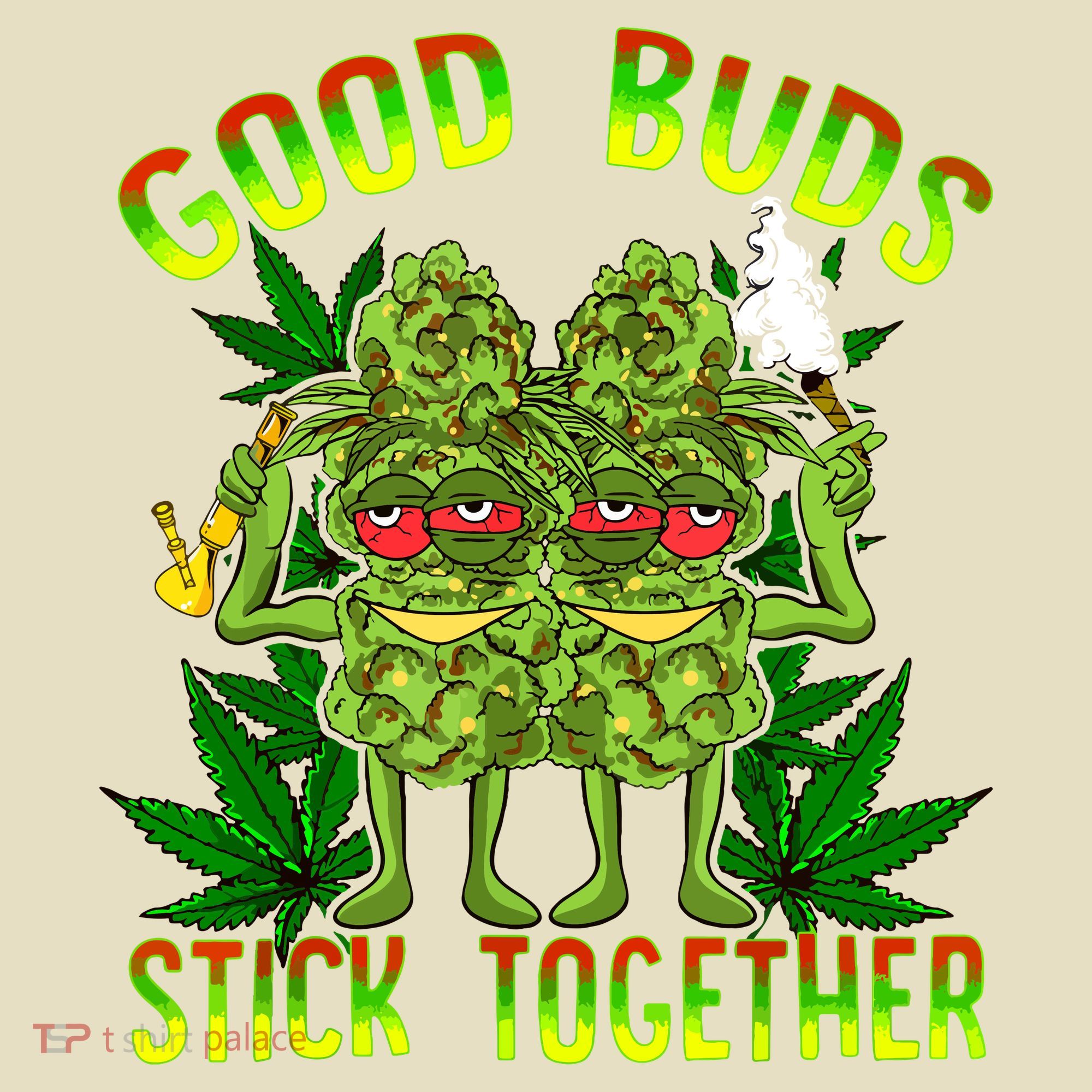 Marijuana Good Buds Stick Together Couples 420 Weed Cannabis Comfort Colors Boxy T-Shirt