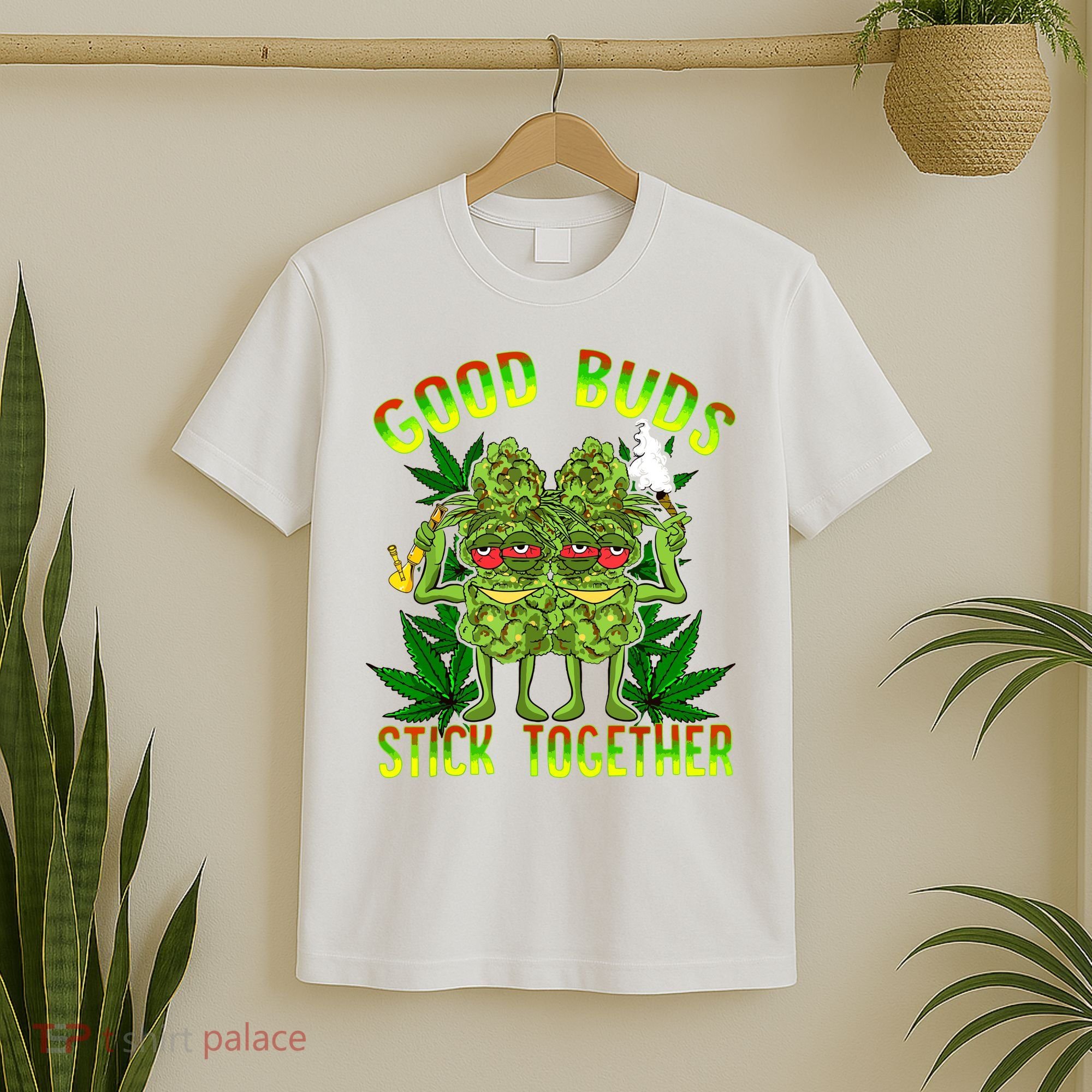 Marijuana Good Buds Stick Together Couples 420 Weed Cannabis T-Shirt