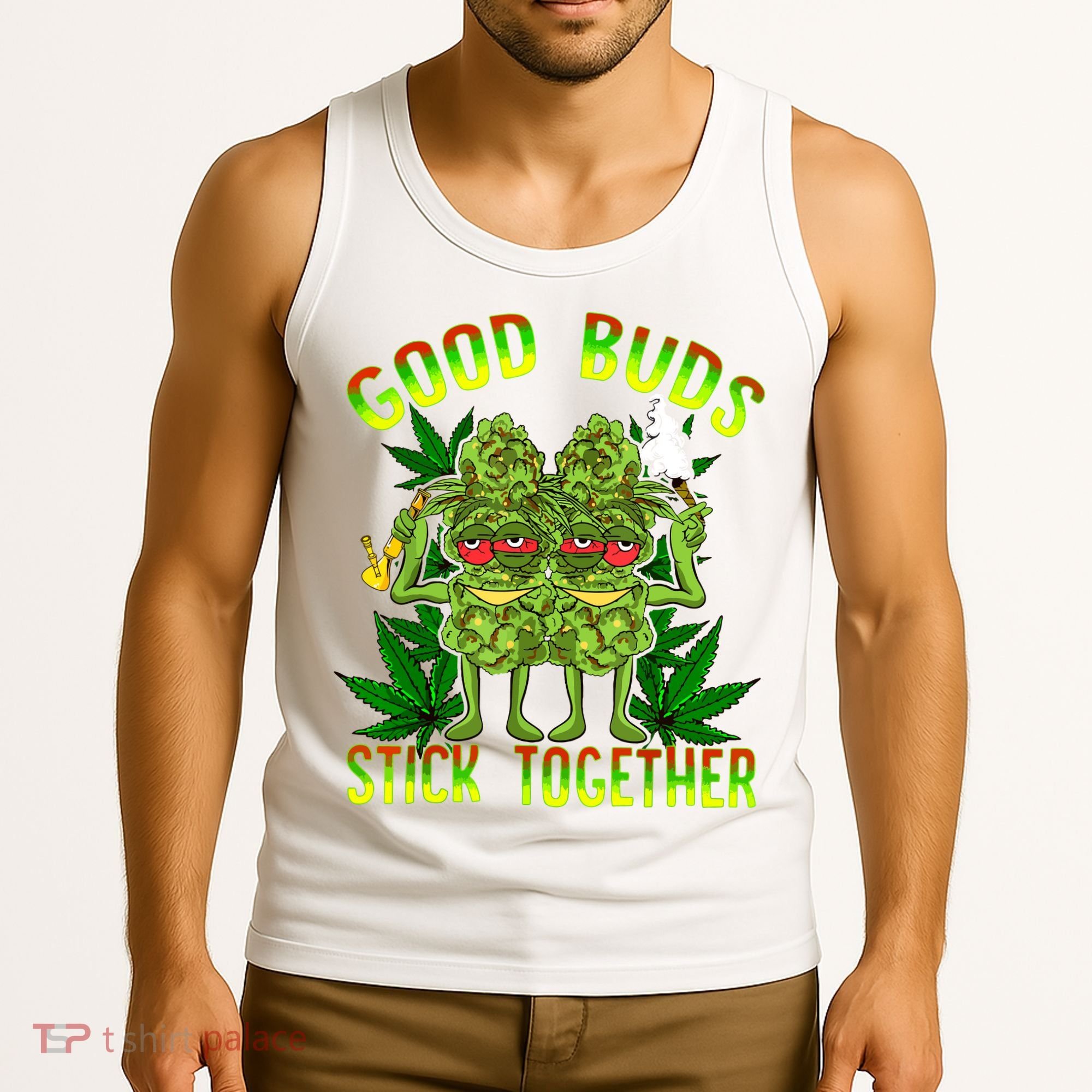 Marijuana Good Buds Stick Together Couples 420 Weed Cannabis Tank Top