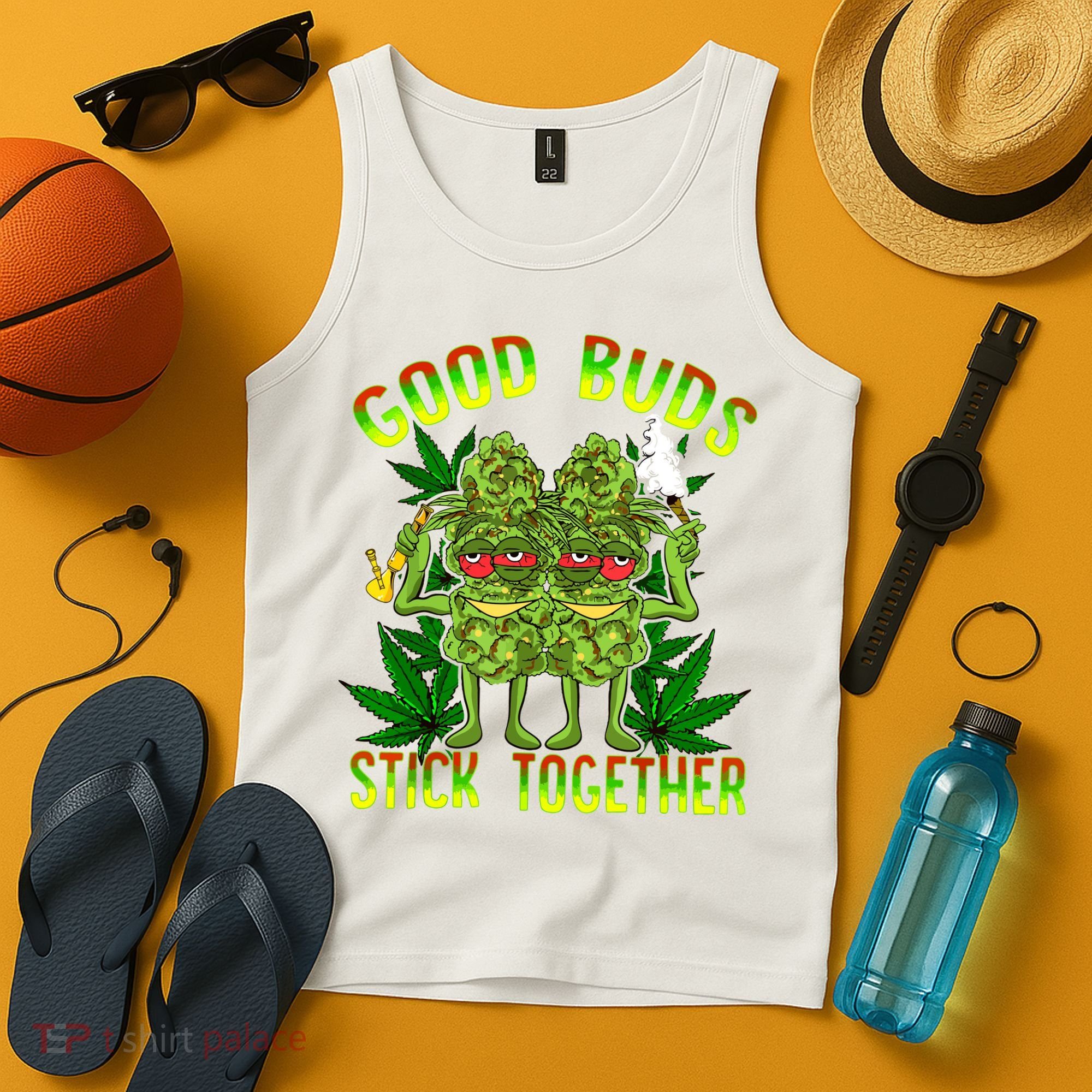 Marijuana Good Buds Stick Together Couples 420 Weed Cannabis Tank Top