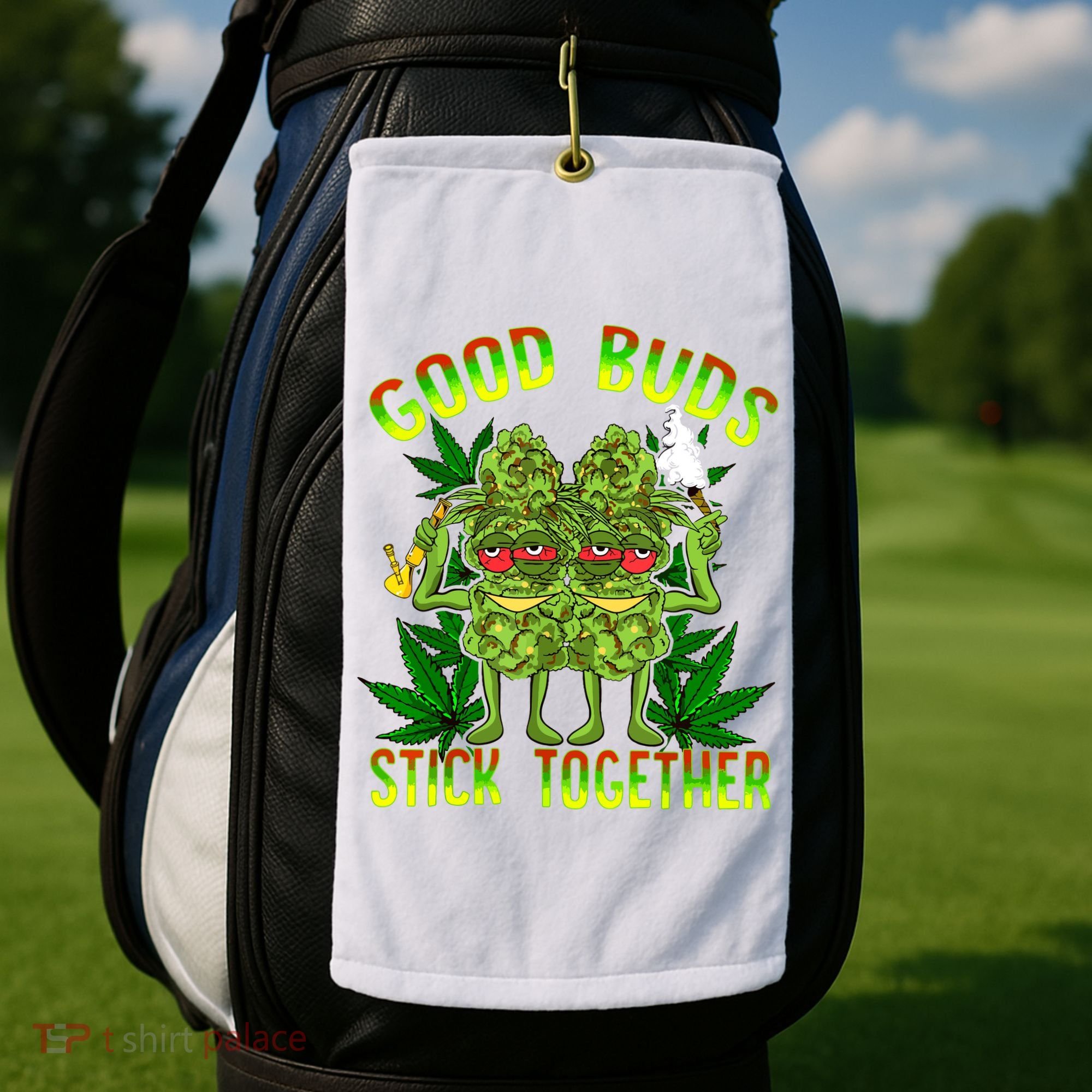 Marijuana Good Buds Stick Together Couples 420 Weed Cannabis Golf Towel