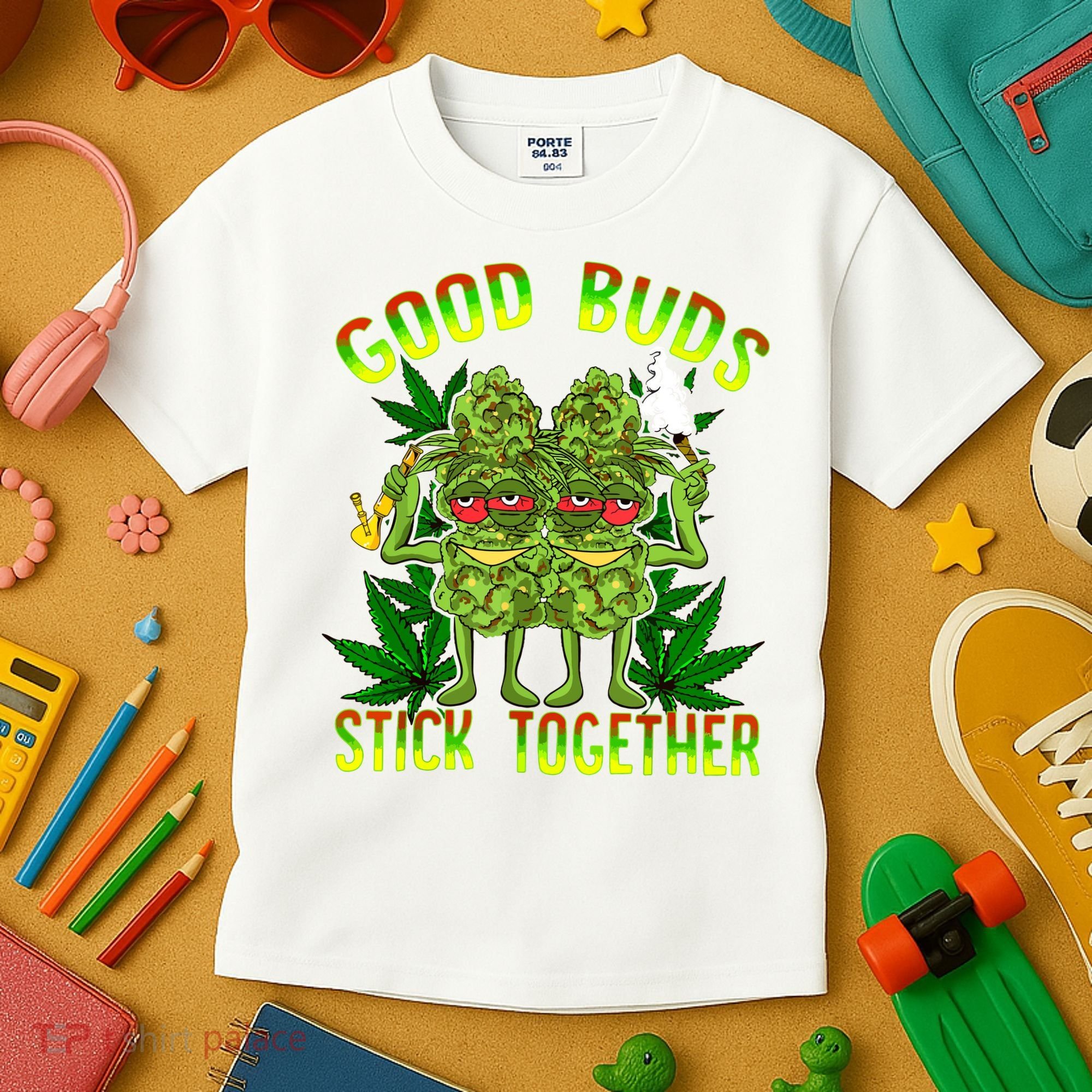 Marijuana Good Buds Stick Together Couples 420 Weed Cannabis Kids T-Shirt