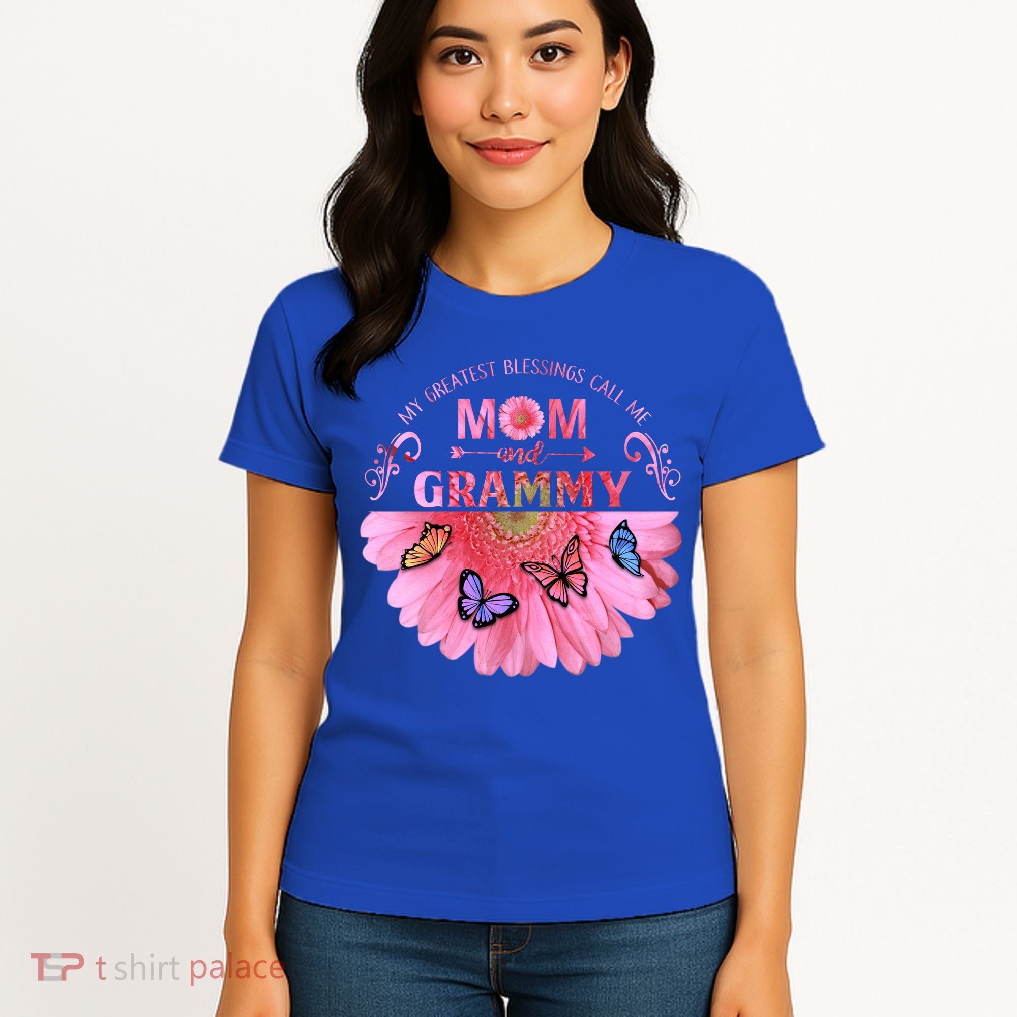 My Greatest Blessings Call Me Mom And Grammy Flower Gift Women's T-Shirt