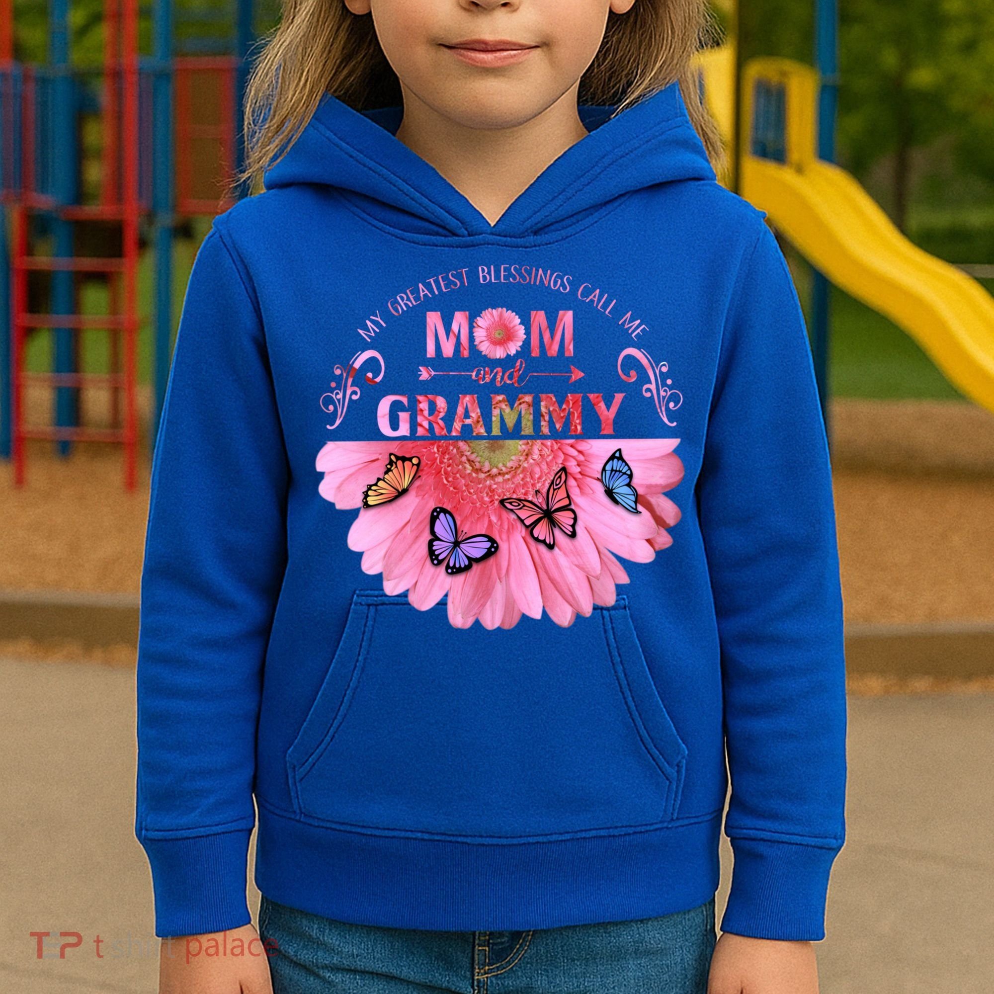 My Greatest Blessings Call Me Mom And Grammy Flower Gift Kids Hoodie