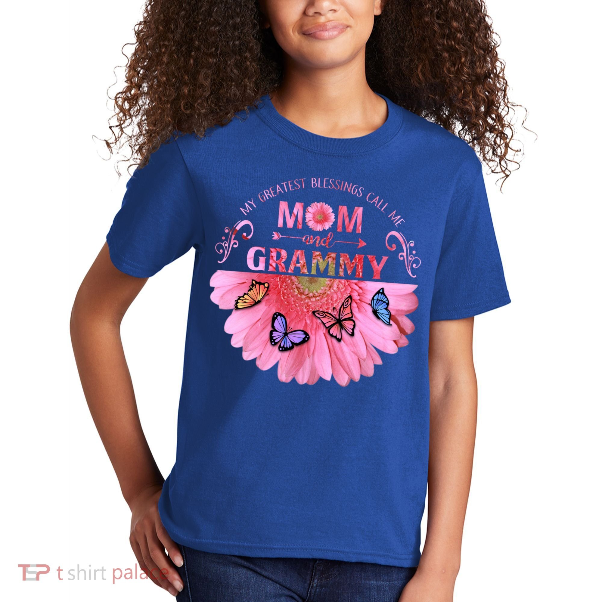 My Greatest Blessings Call Me Mom And Grammy Flower Gift Kids T-Shirt