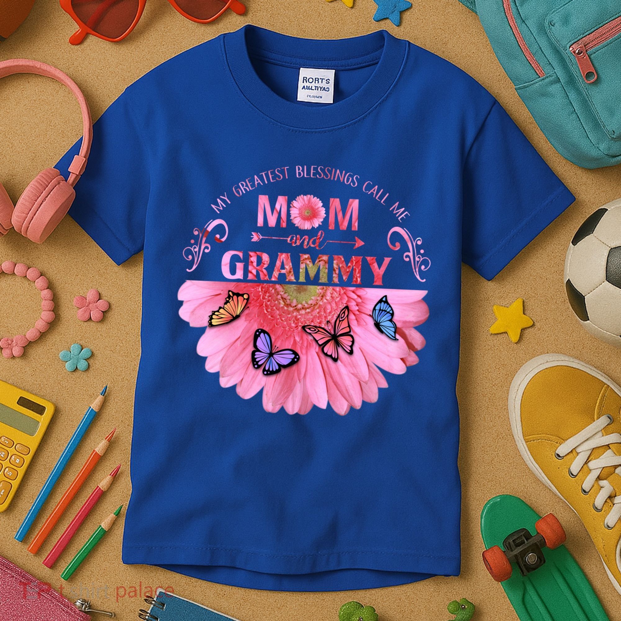 My Greatest Blessings Call Me Mom And Grammy Flower Gift Kids T-Shirt