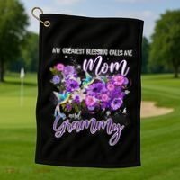 My Greatest Blessing Calls Me Mom And Grammy Hummingbirds Gift Golf Towel thumb 1