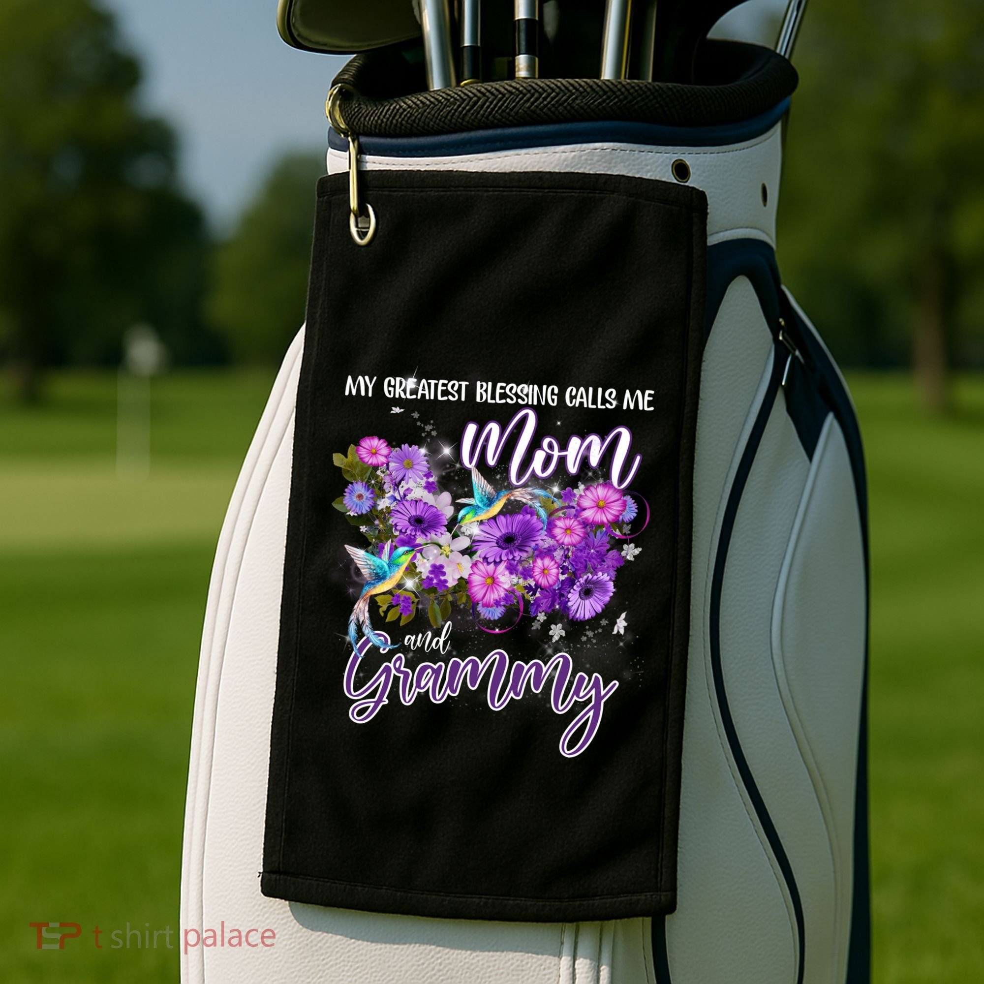 My Greatest Blessing Calls Me Mom And Grammy Hummingbirds Gift Golf Towel
