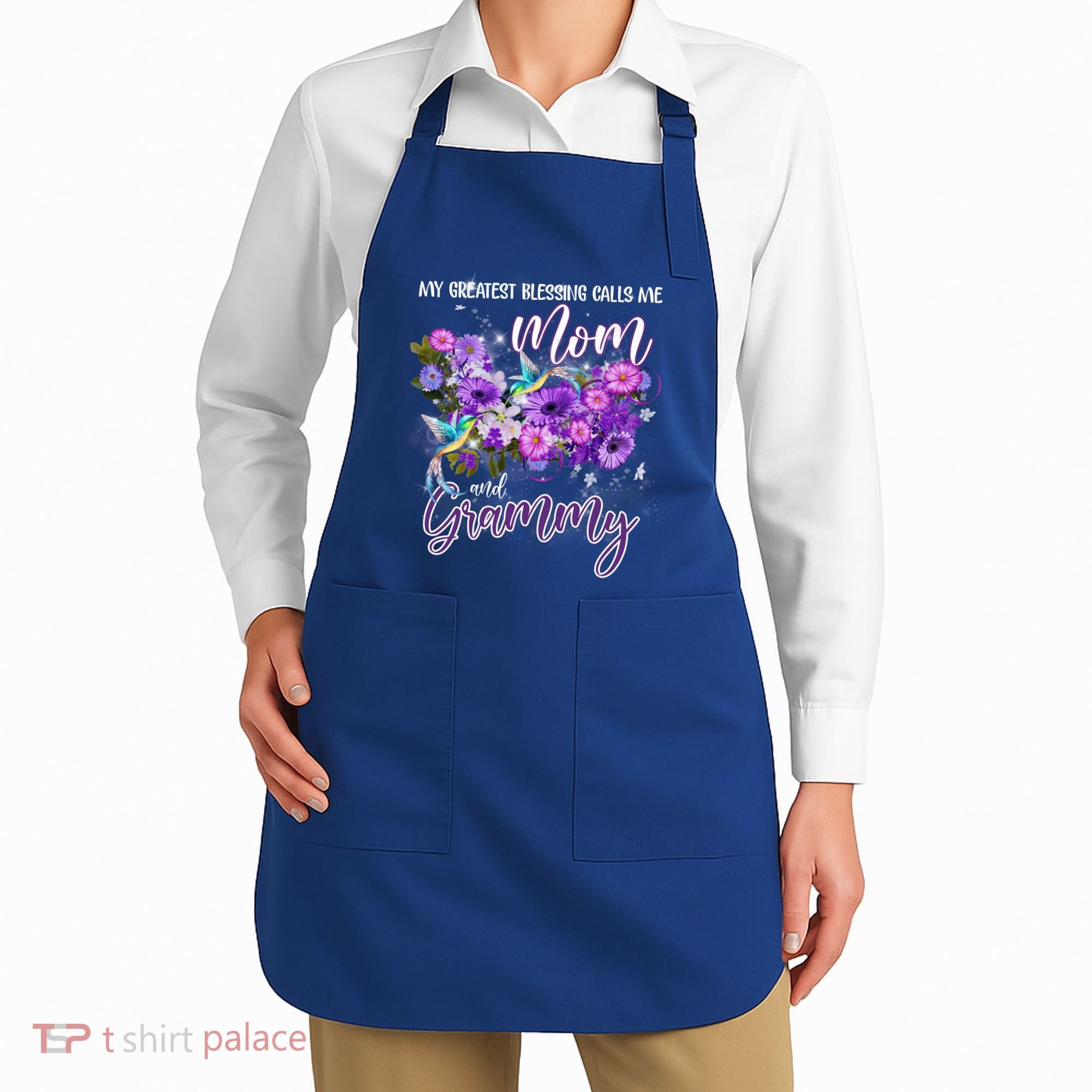 My Greatest Blessing Calls Me Mom And Grammy Hummingbirds Gift Apron