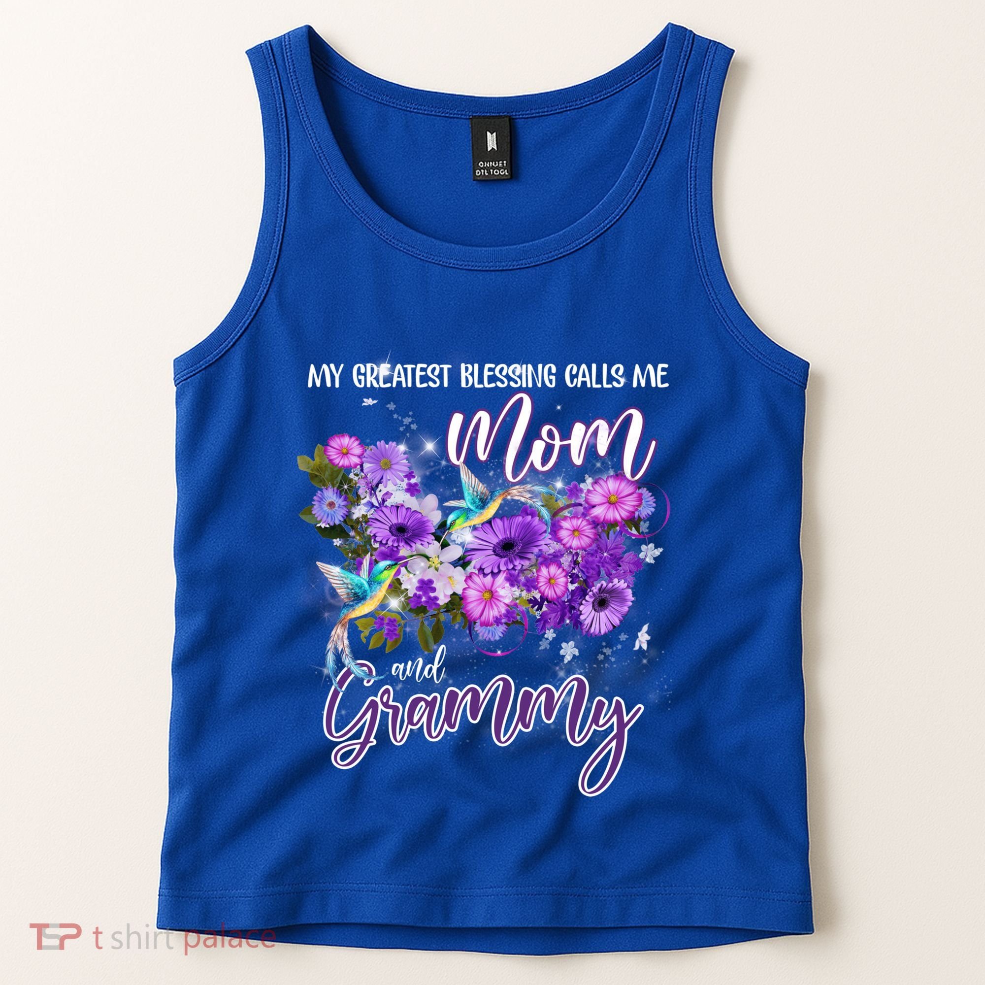 My Greatest Blessing Calls Me Mom And Grammy Hummingbirds Gift Tank Top