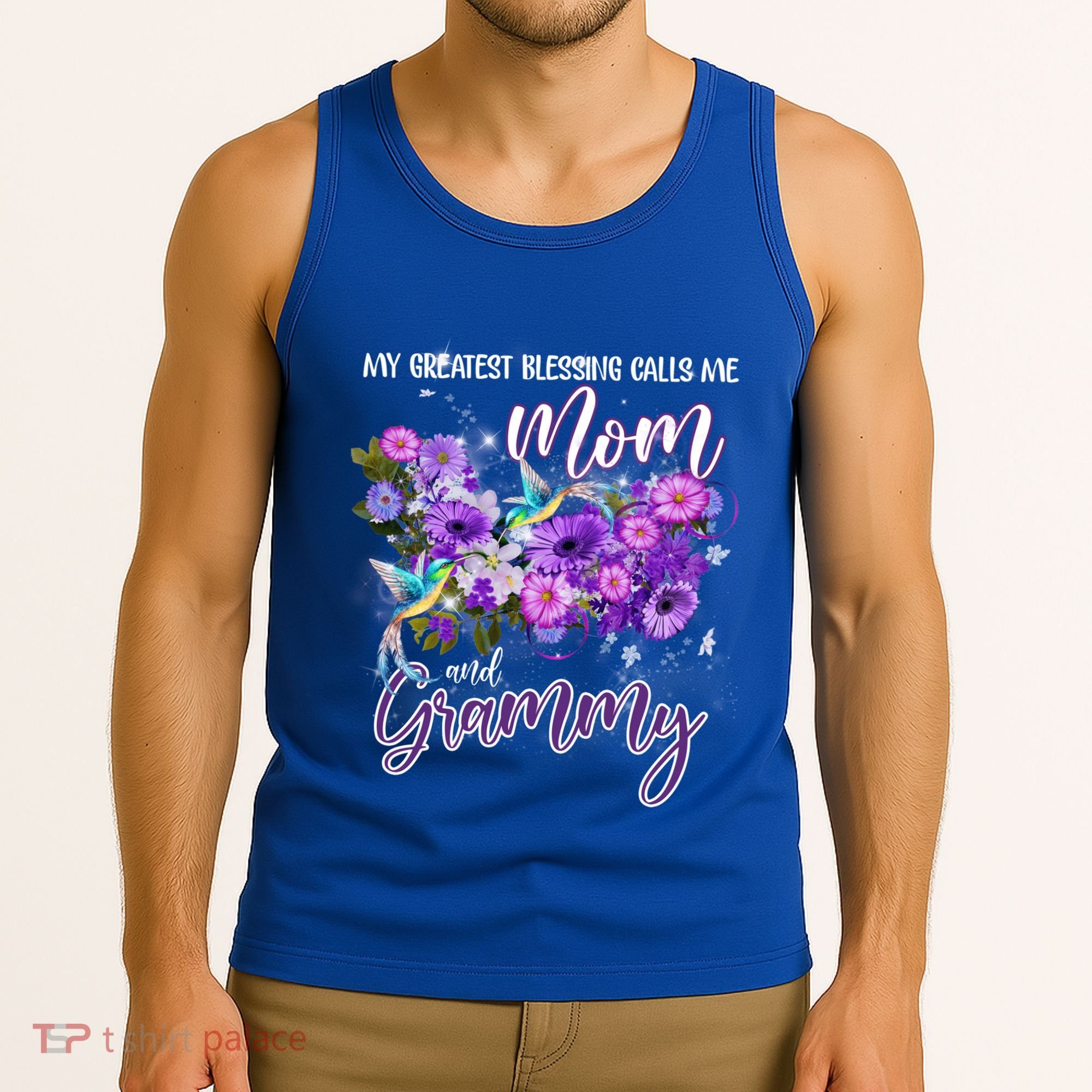 My Greatest Blessing Calls Me Mom And Grammy Hummingbirds Gift Tank Top