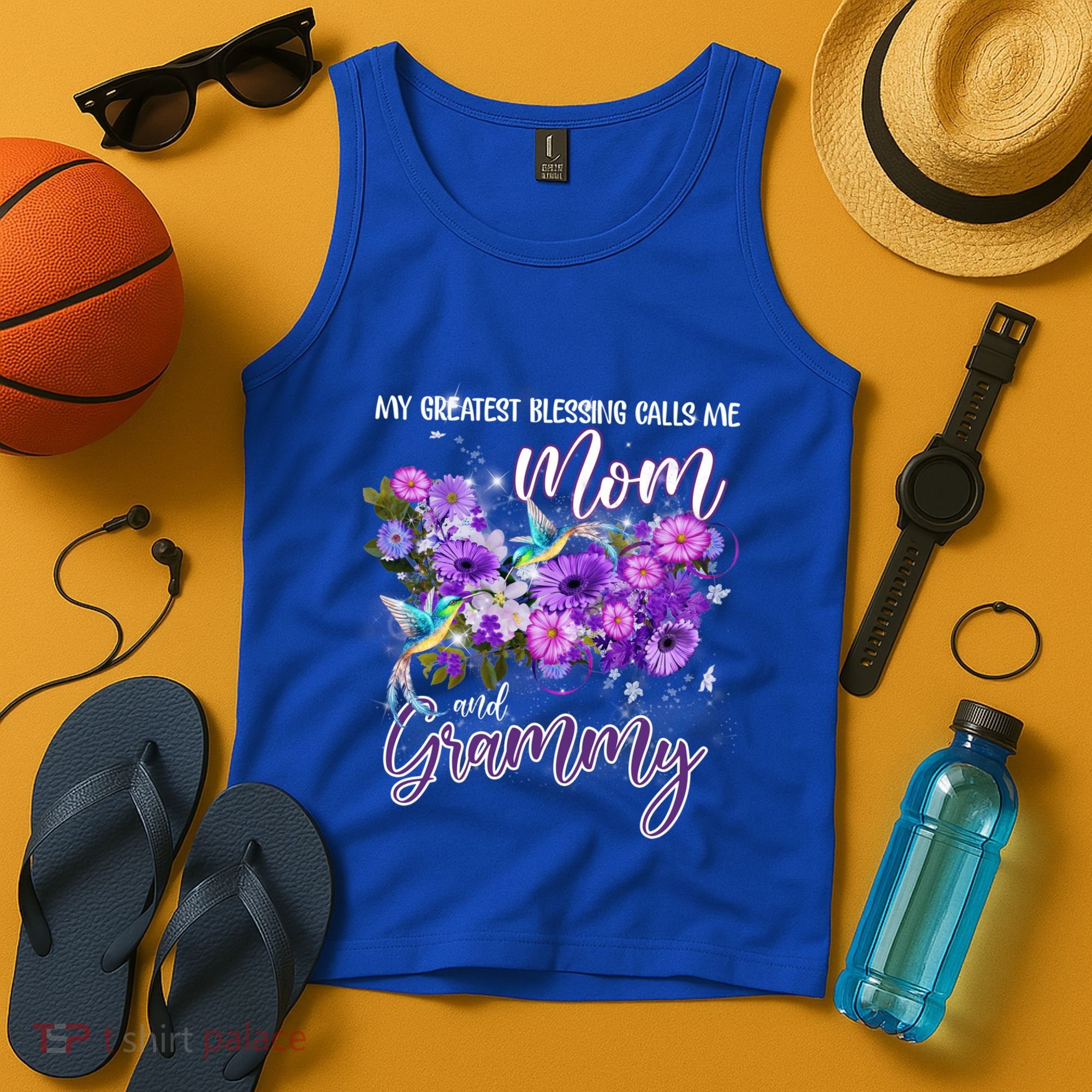 My Greatest Blessing Calls Me Mom And Grammy Hummingbirds Gift Tank Top