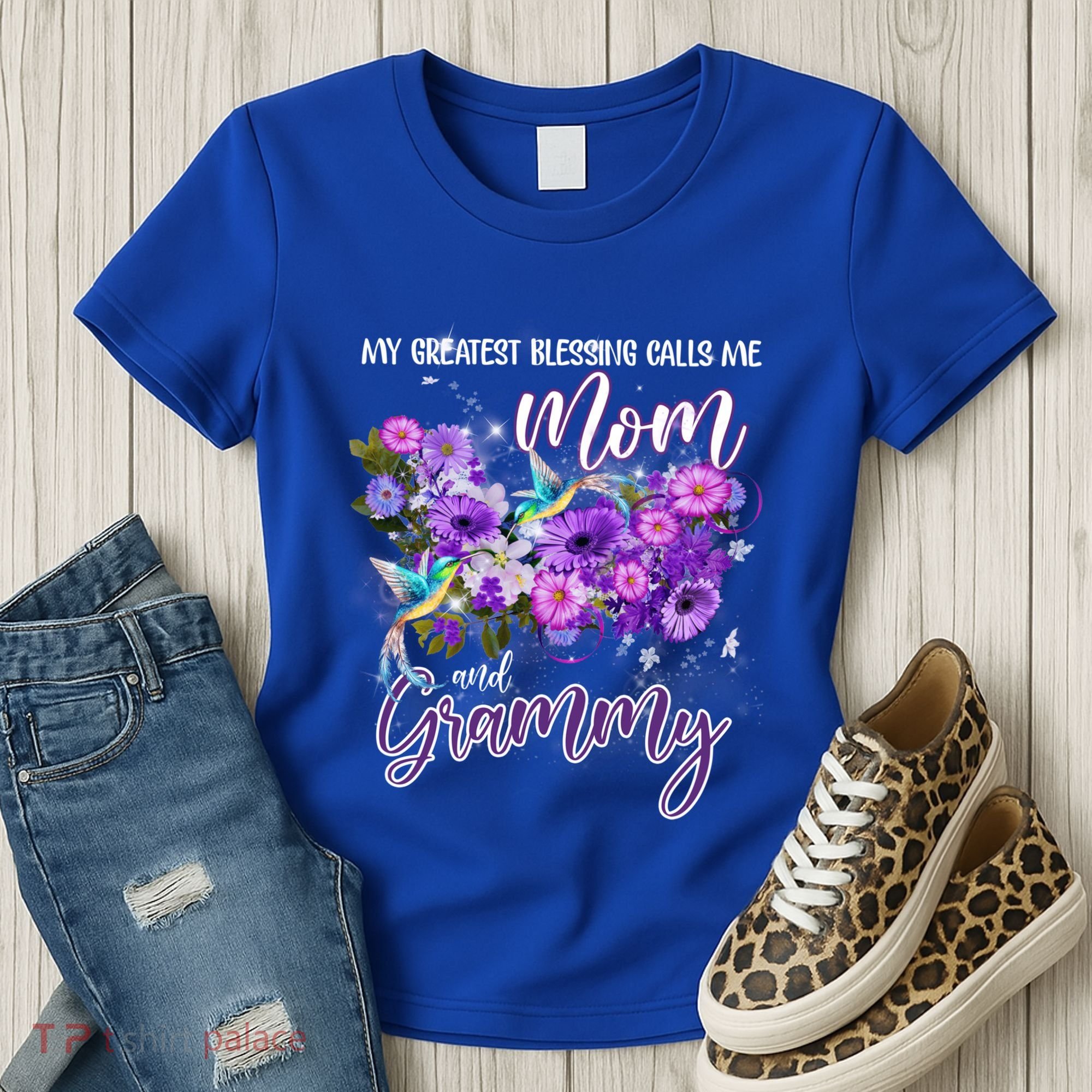 My Greatest Blessing Calls Me Mom And Grammy Hummingbirds Gift Women's T-Shirt