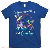 My Greatest Blessing Calls Me Mom And Grandma Hummingbird Funny Gift T-Shirt thumb 0
