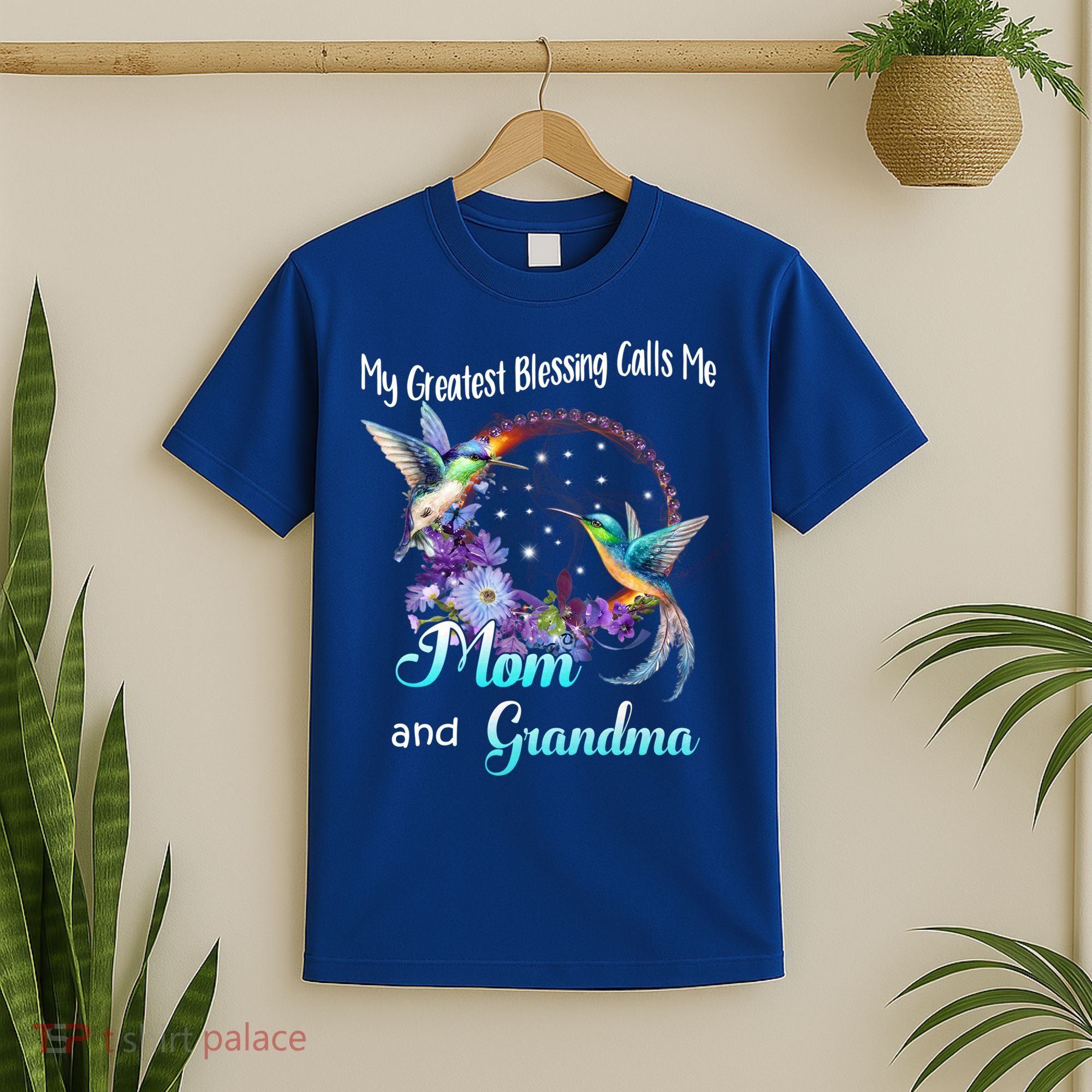 My Greatest Blessing Calls Me Mom And Grandma Hummingbird Funny Gift T-Shirt
