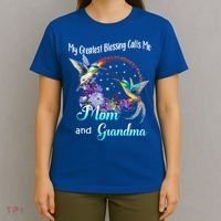 My Greatest Blessing Calls Me Mom And Grandma Hummingbird Funny Gift T-Shirt thumb 4