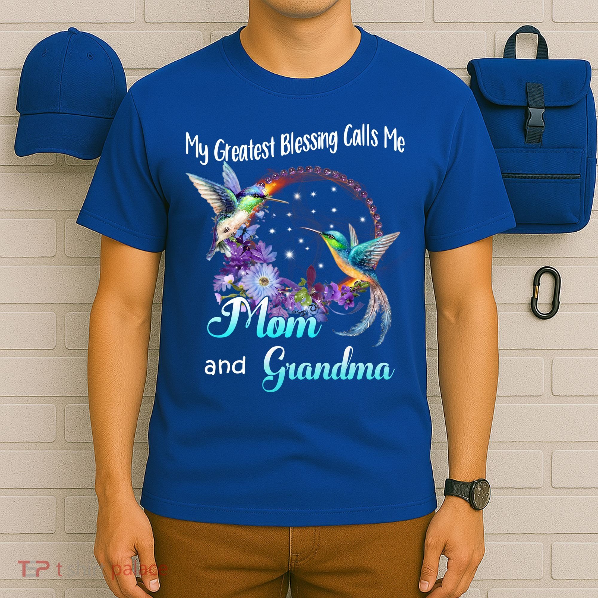 My Greatest Blessing Calls Me Mom And Grandma Hummingbird Funny Gift T-Shirt