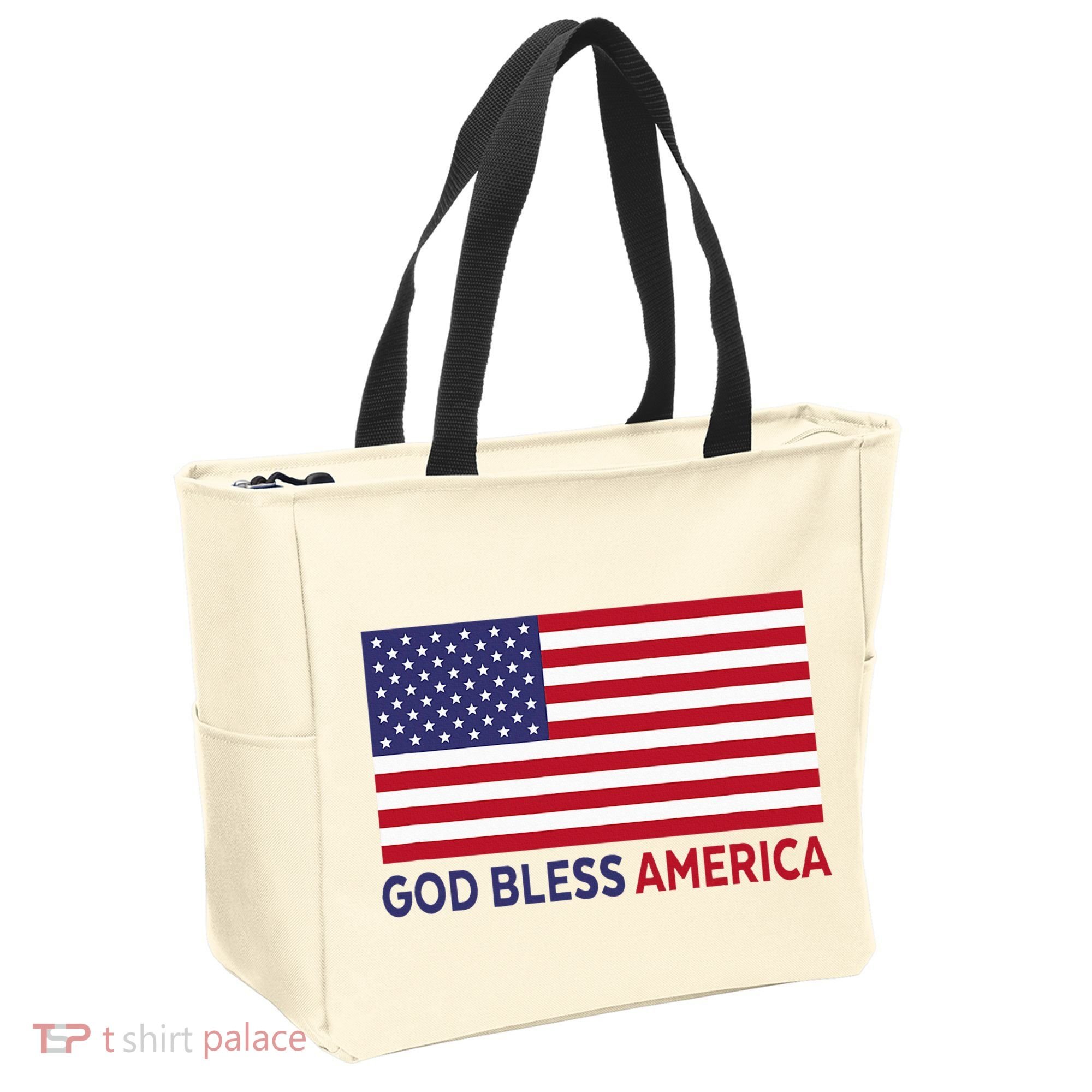 Modern God Bless America Tote Bag