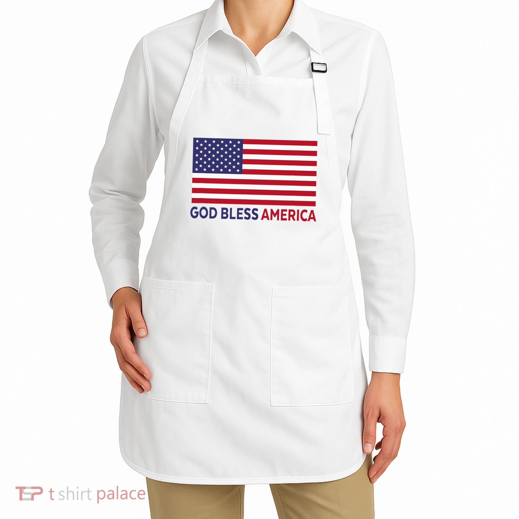 Modern God Bless America Apron