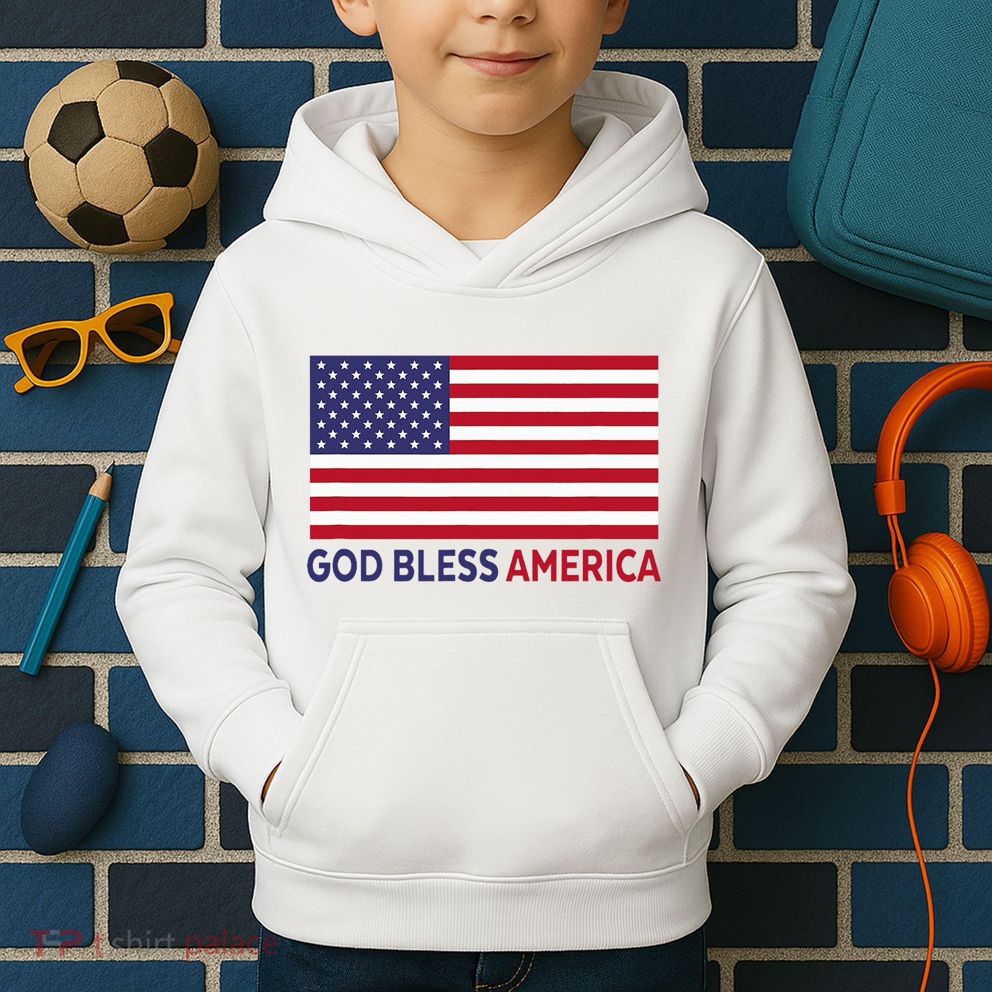 Modern God Bless America Kids Hoodie