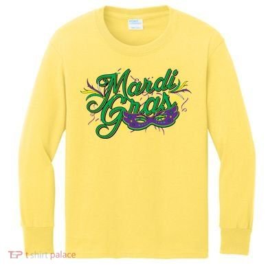 Mardi Gras Celebration Logo Kids Long Sleeve Shirt