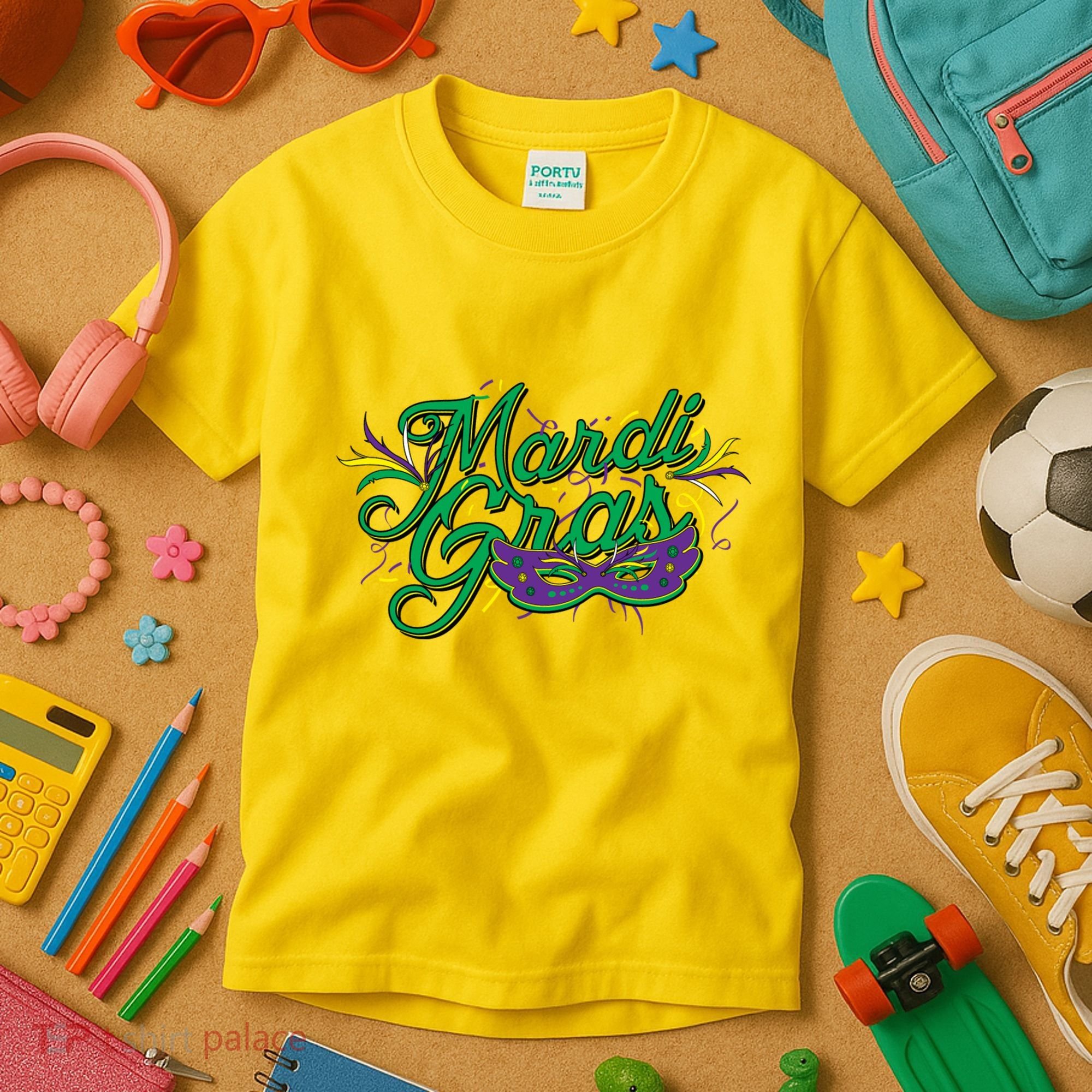 Mardi Gras Celebration Logo Kids T-Shirt