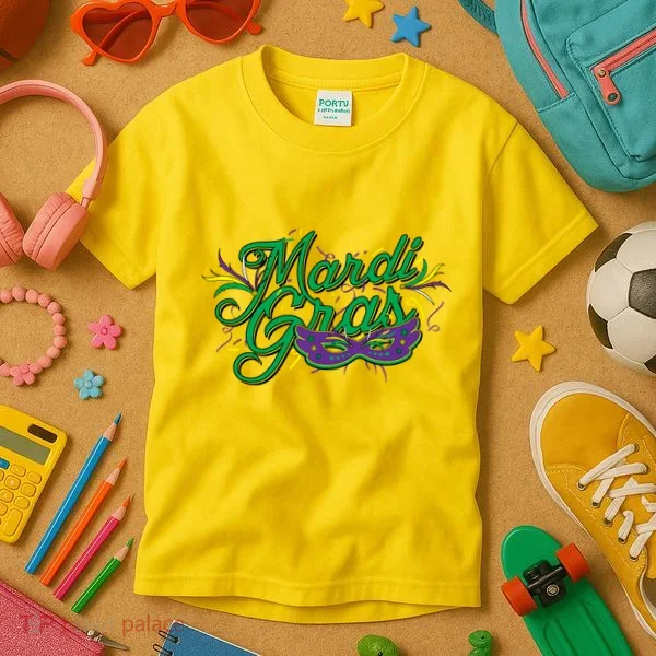 Mardi Gras Celebration Logo Kids T-Shirt