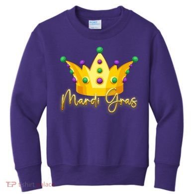 Mardi Gras Crown Celebration Kids Sweatshirt