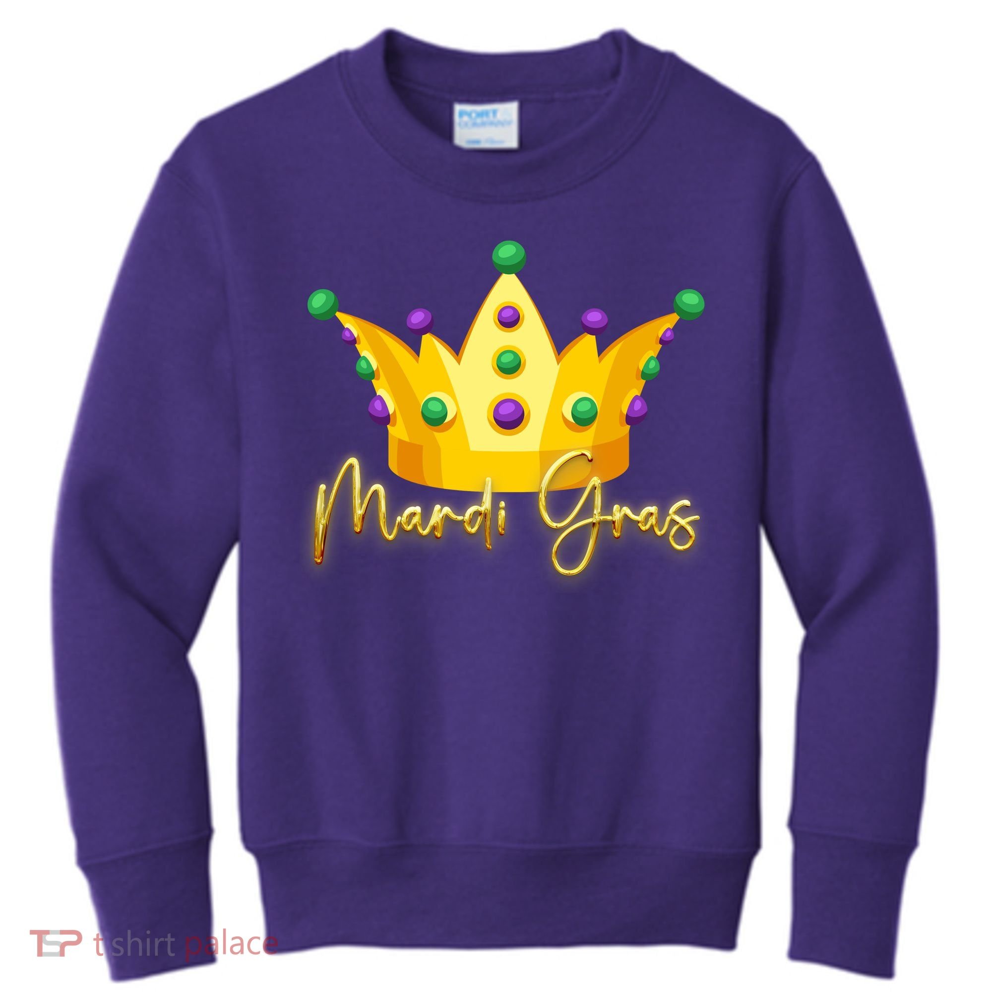 Mardi Gras Crown Celebration Kids Sweatshirt