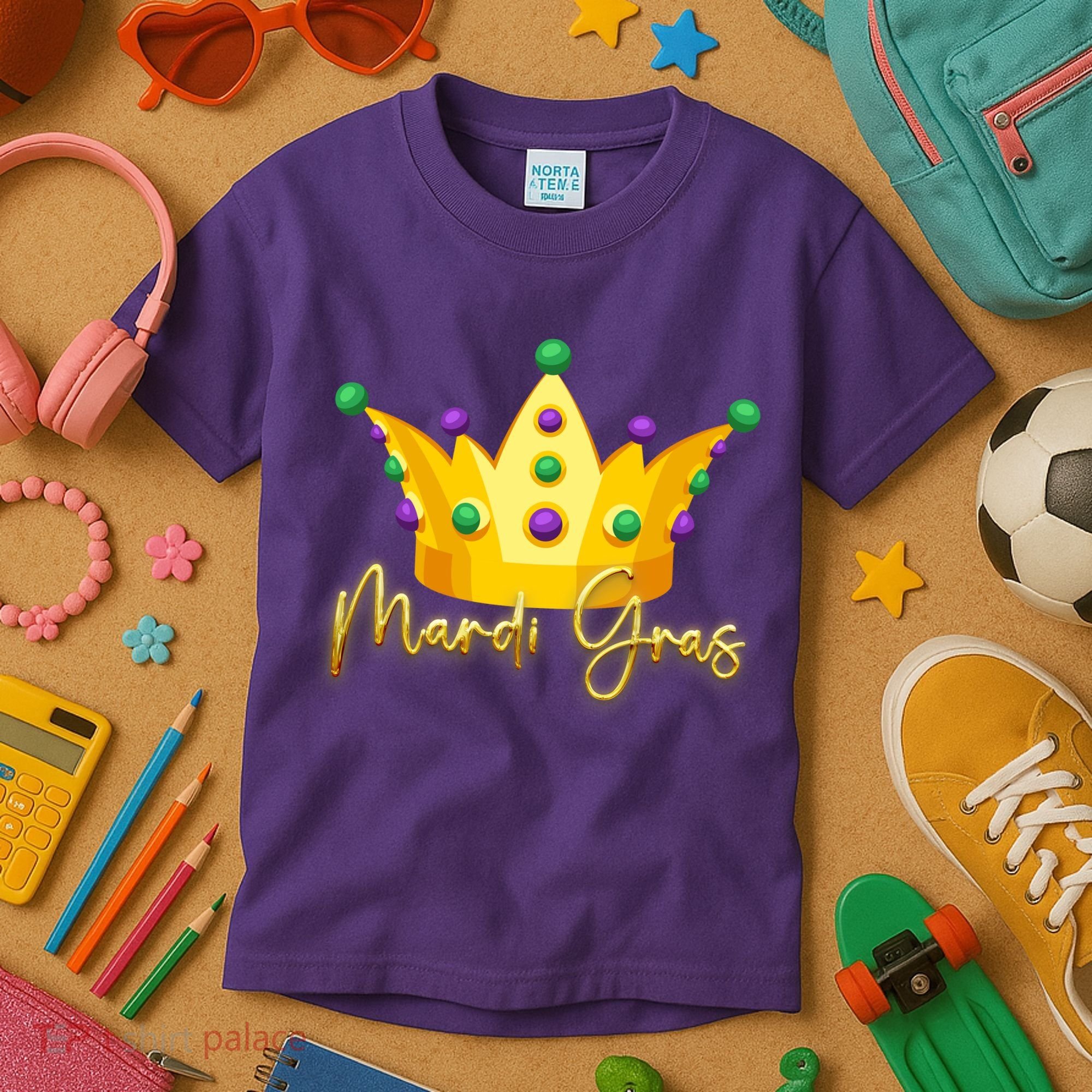 Mardi Gras Crown Celebration Kids T-Shirt