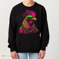Mardi Gras Chicken Sunglasses Beads Farmer New Orleans Party Women's Sweatshirt thumb 0