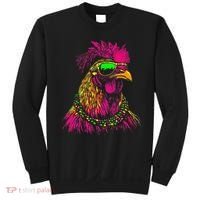 Mardi Gras Chicken Sunglasses Beads Farmer New Orleans Party Sweatshirt thumb 0