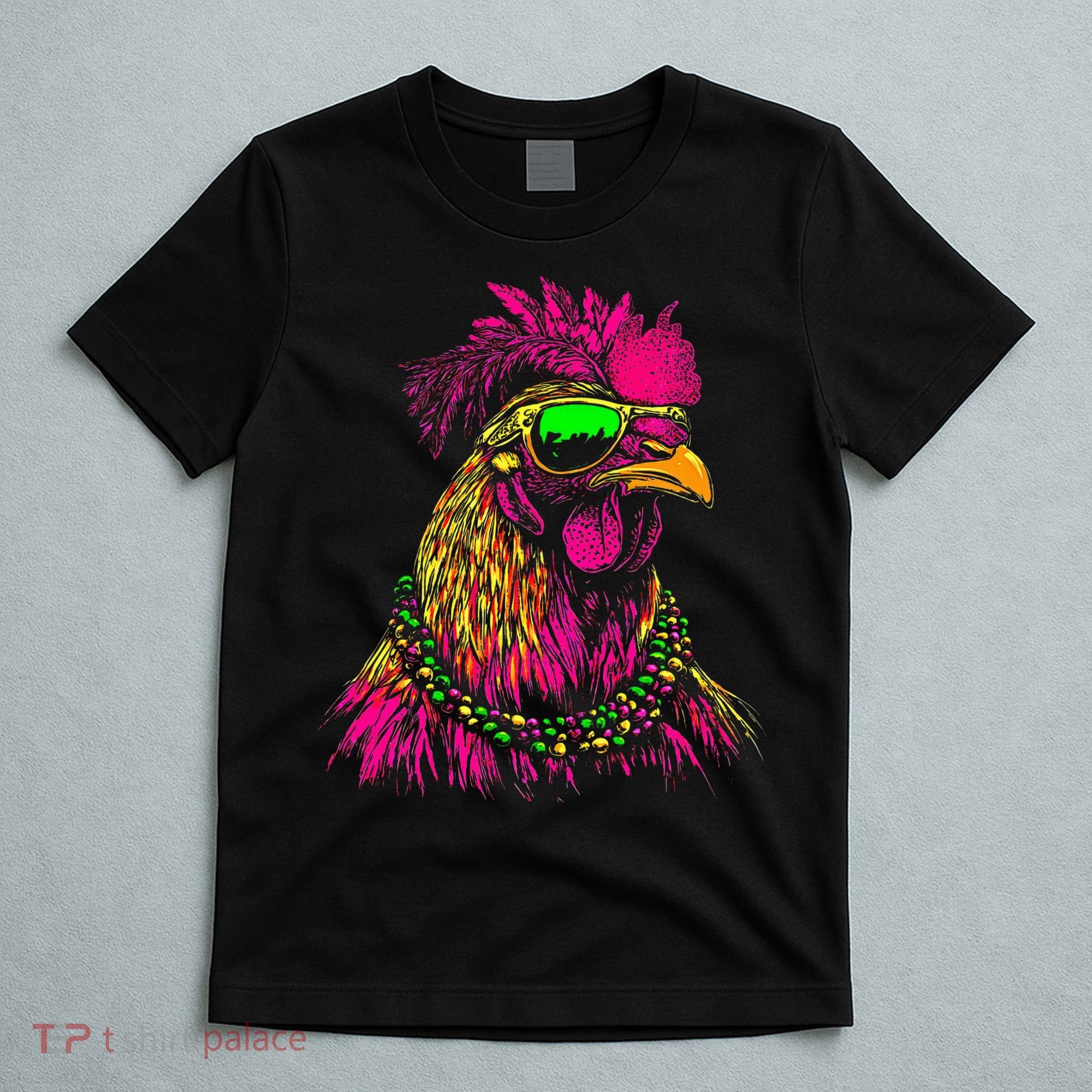 Mardi Gras Chicken Sunglasses Beads Farmer New Orleans Party T-Shirt