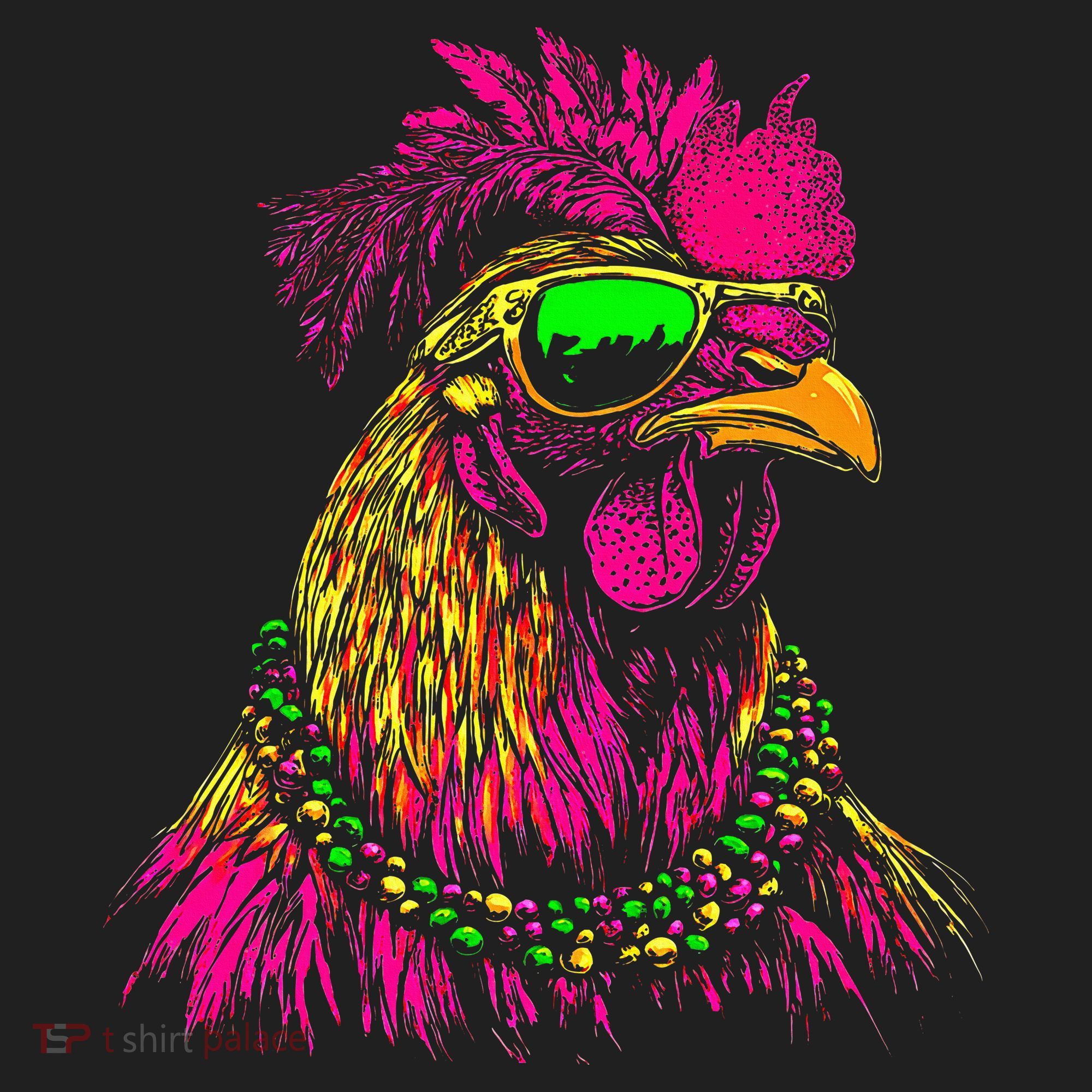Mardi Gras Chicken Sunglasses Beads Farmer New Orleans Party Beanie