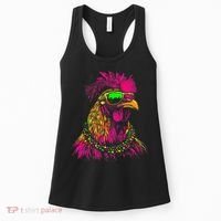 Mardi Gras Chicken Sunglasses Beads Farmer New Orleans Party Women's Tank Top thumb 0