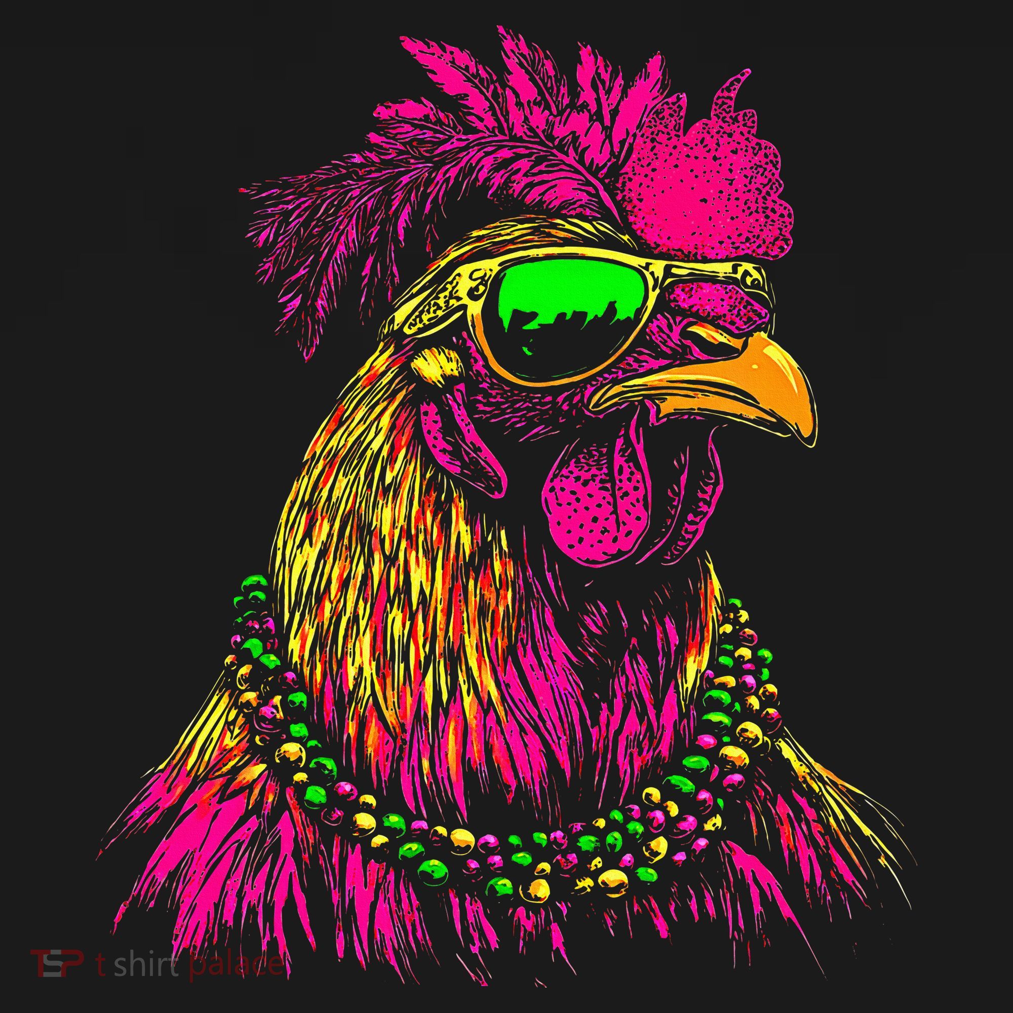Mardi Gras Chicken Sunglasses Beads Farmer New Orleans Party Women's Tank Top