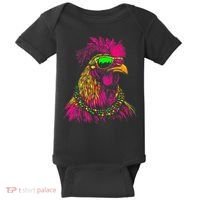 Mardi Gras Chicken Sunglasses Beads Farmer New Orleans Party Baby Bodysuit thumb 0