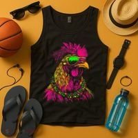 Mardi Gras Chicken Sunglasses Beads Farmer New Orleans Party Tank Top thumb 4