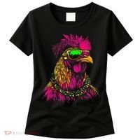 Mardi Gras Chicken Sunglasses Beads Farmer New Orleans Party Women's T-Shirt thumb 0